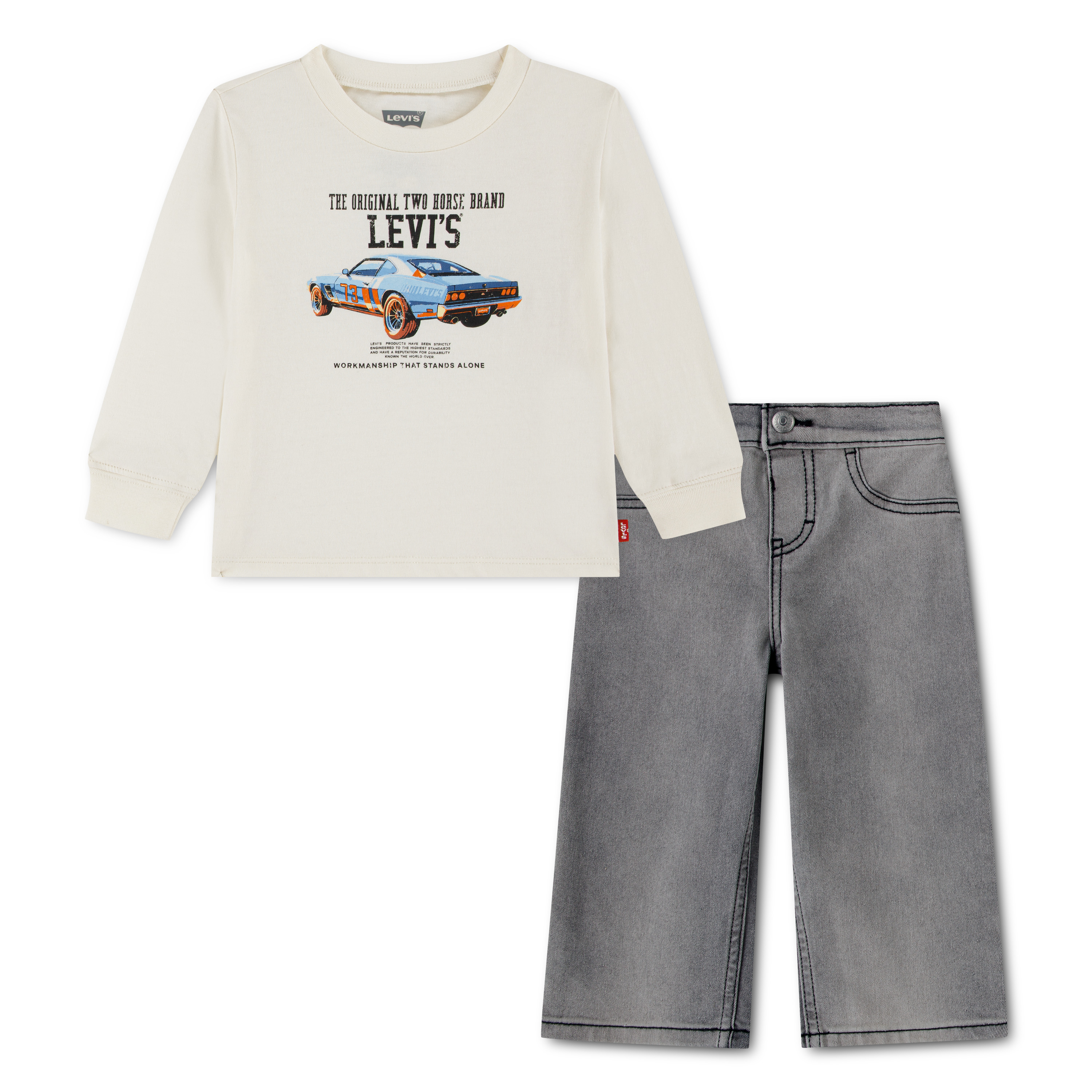 Levis Kids Shirt & Hose "LVB CAR LS & DENIM SET" 2 mit coolem Autoprint, for BOYS