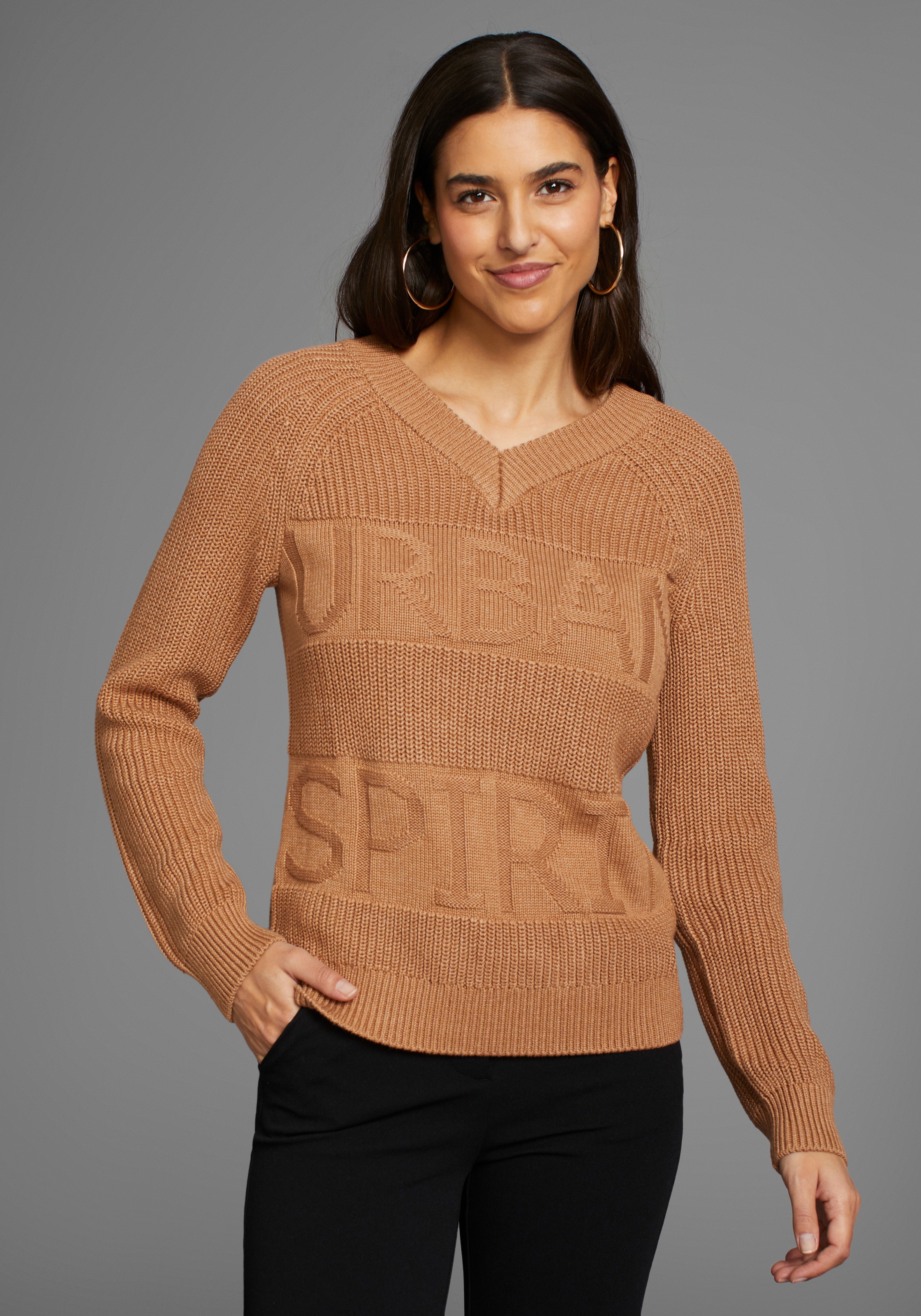 Laura Scott Strickpullover, mit eingestricktem Wording günstig online kaufen