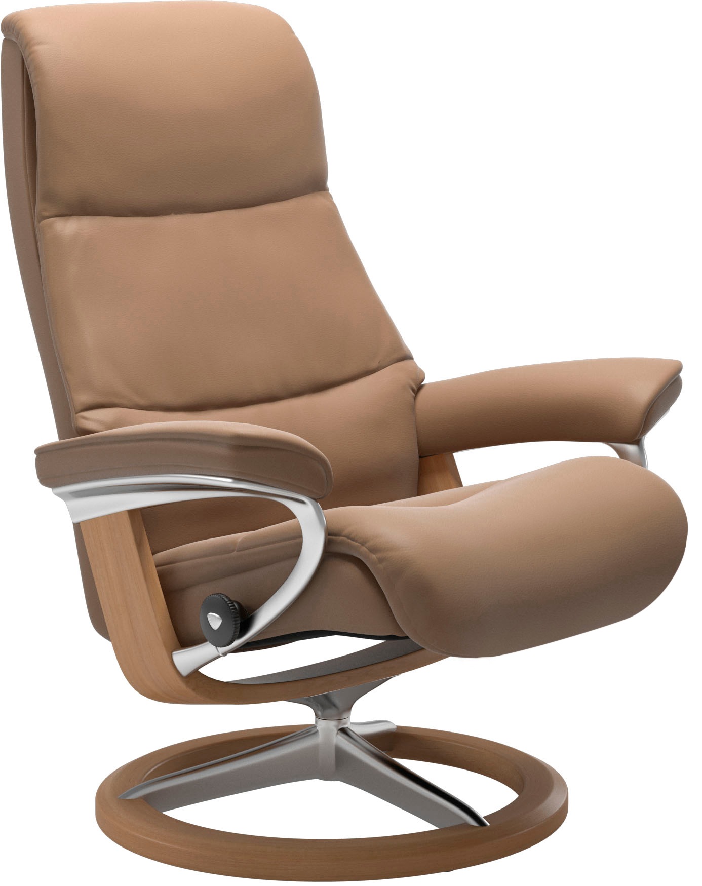Stressless® Relaxsessel »View«, (Set, Relaxsessel mit Hocker), mit Signature Base, Größe M,Gestell Eiche
