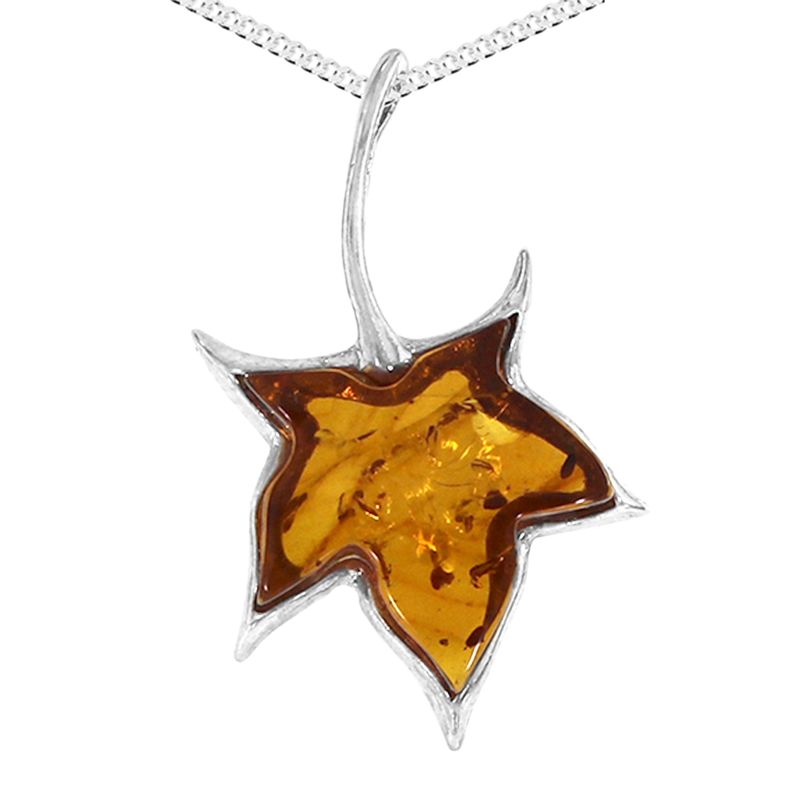 Kette mit Anhänger OSTSEE-SCHMUCK "Ostsee-Schmuck Kette mit Anhänger Ahornblatt" Gr. 50, silber, Halsketten, Damen, 50cm, Silber 925 (Sterlingsilber), L: 42