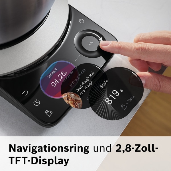 BOSCH Küchenmaschine »Serie 8, 9 Automatikprogramme, integrierte Waage, Timer, 6l Schüssel« Edelstahlschüssel, 3 Rührwerkzeuge spülmaschinenfest, 7 Stufen, 1800 W