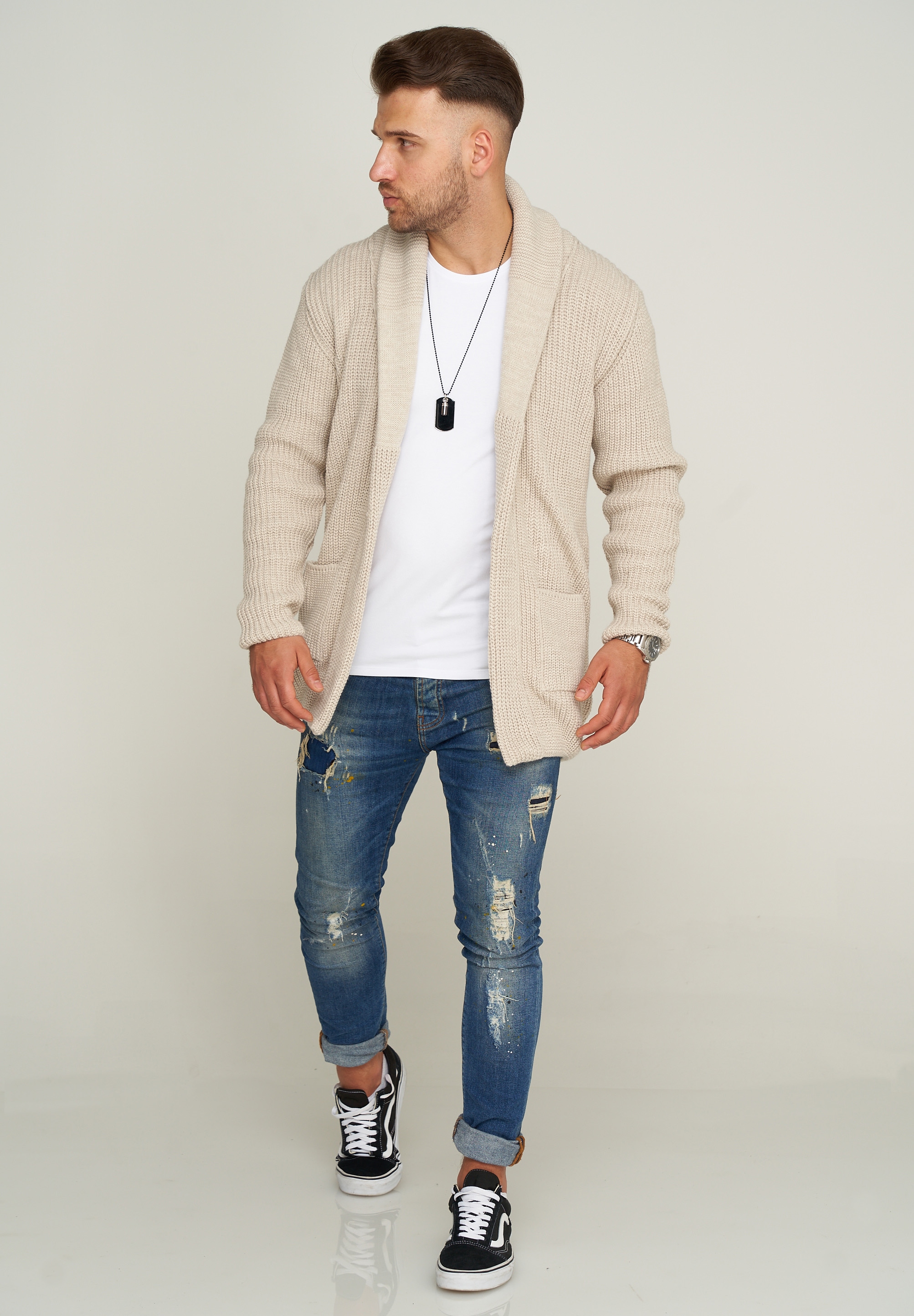behype Strickjacke »MKCARDY45«, mit Schalkragen