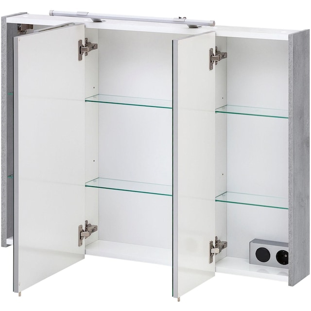 Schildmeyer Spiegelschrank »Dorina«, Breite 90 cm, 3-türig, LED-Beleuchtung,  Schalter-/Steckdosenbox bestellen | BAUR
