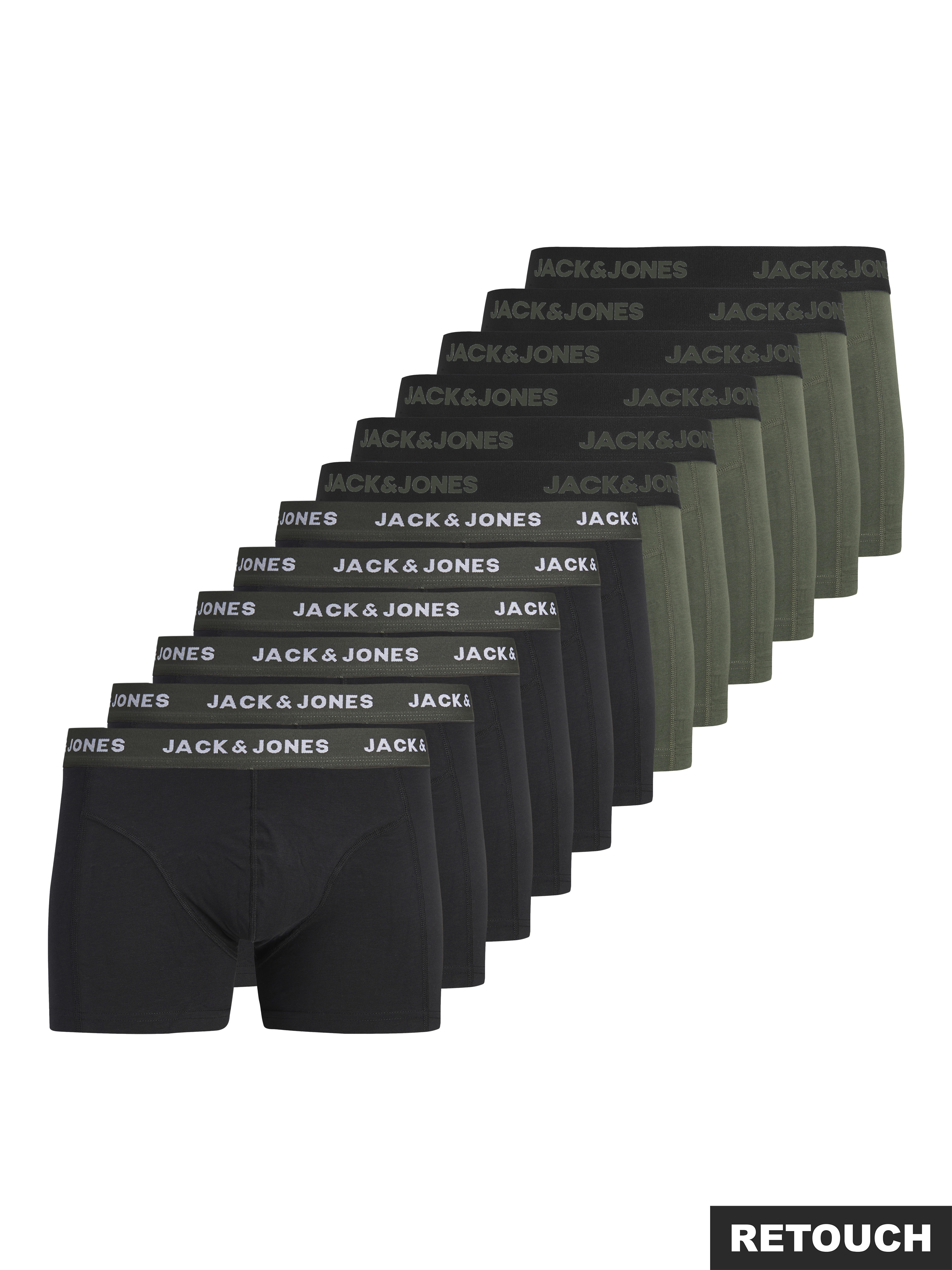 Jack & Jones Trunk "JACSOLID Stretchkomfort, elastisch, bequem mit sportlichem Look" Packung, 12 Stk. bedruckt, modisch, eng anliegend, Baumwollmischung, Bündchen