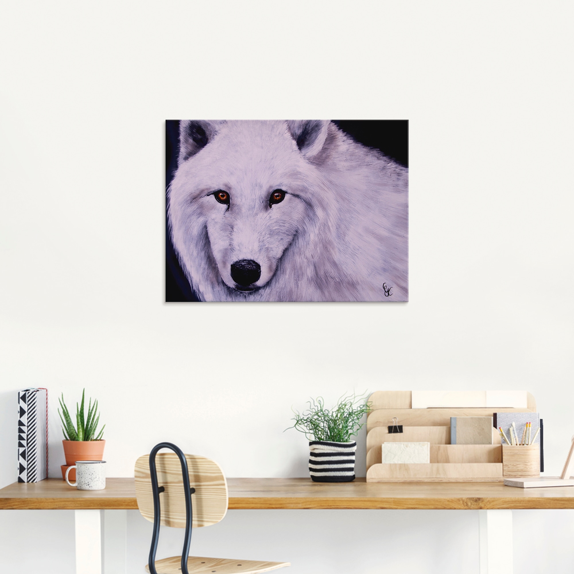 St.), Artland | in Wildtiere, verschiedenen Größen bestellen BAUR »Weißer (1 Wolf«, Glasbild