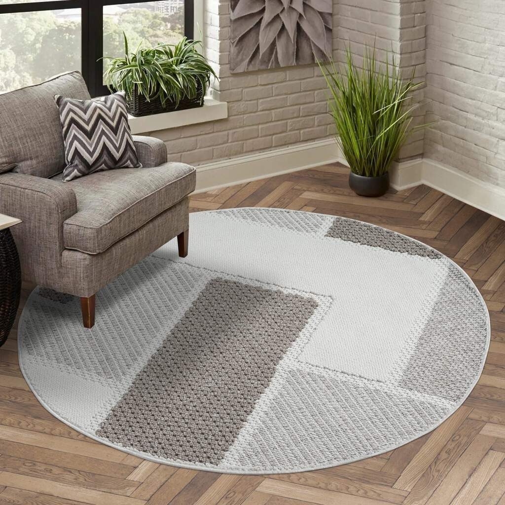 Carpet City Teppich "LINDO 8877" rund 11 mm Höhe Kurzflor, Hochtief-Muster/ günstig online kaufen
