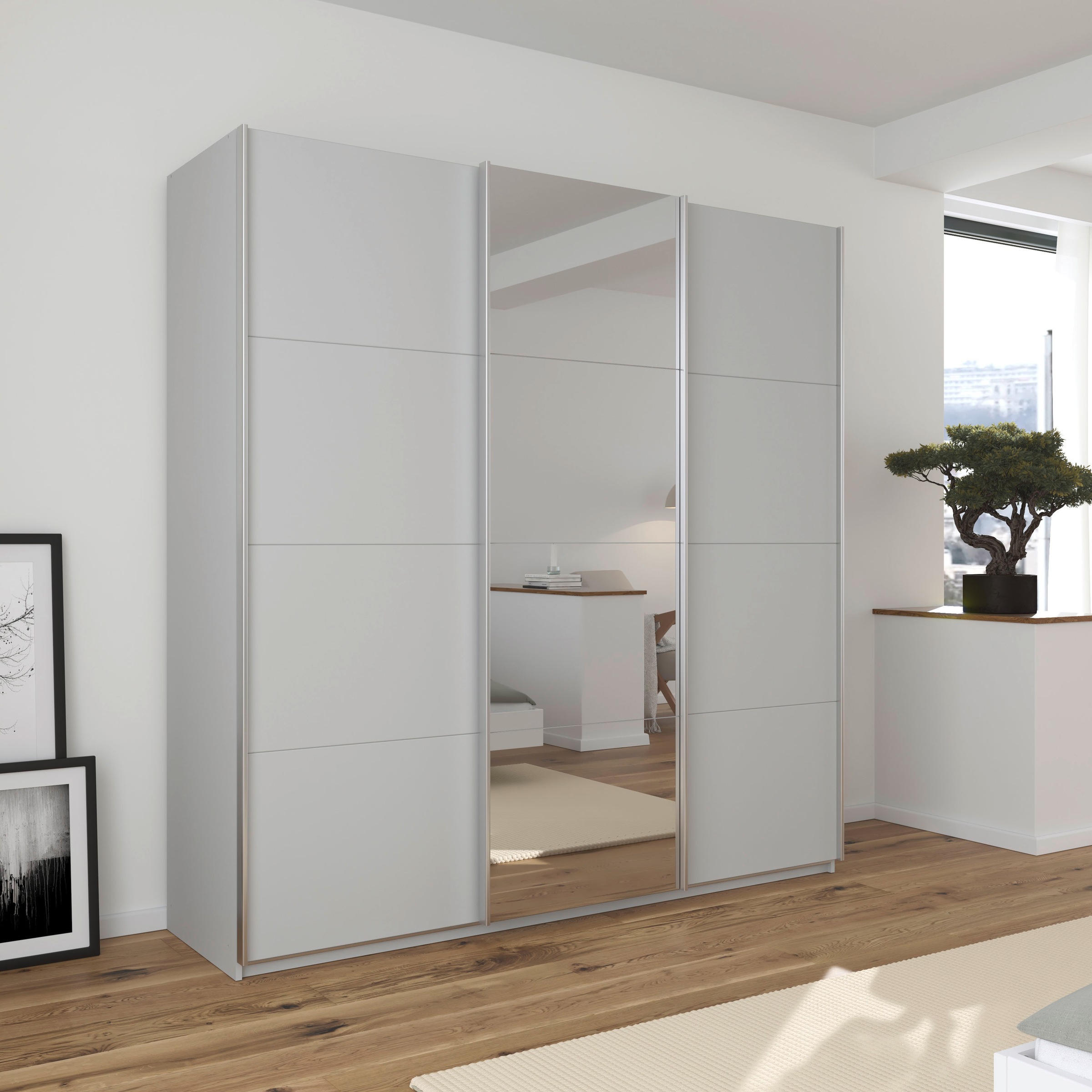 rauch Schwebetürenschrank »Kleiderschrank Schrank Garderobe Wäscheschrank TOMA«, inkl. Regaleinsatz sowie zusätzlichen Einlegeböden MADE IN GERMANY