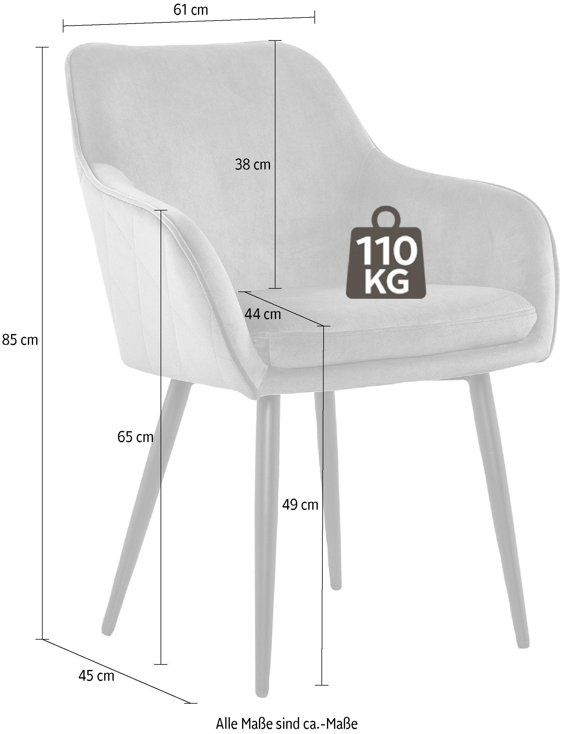SalesFever Armlehnstuhl »Komfortabler Esszimmerstuhl mit Stil«, Samtvelours, mit Diamantsteppung auf der Rückseite