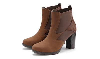 Chelseaboots, mit Blockabsatz & Stretch-Einsatz, High-Heel-Stiefelette VEGAN