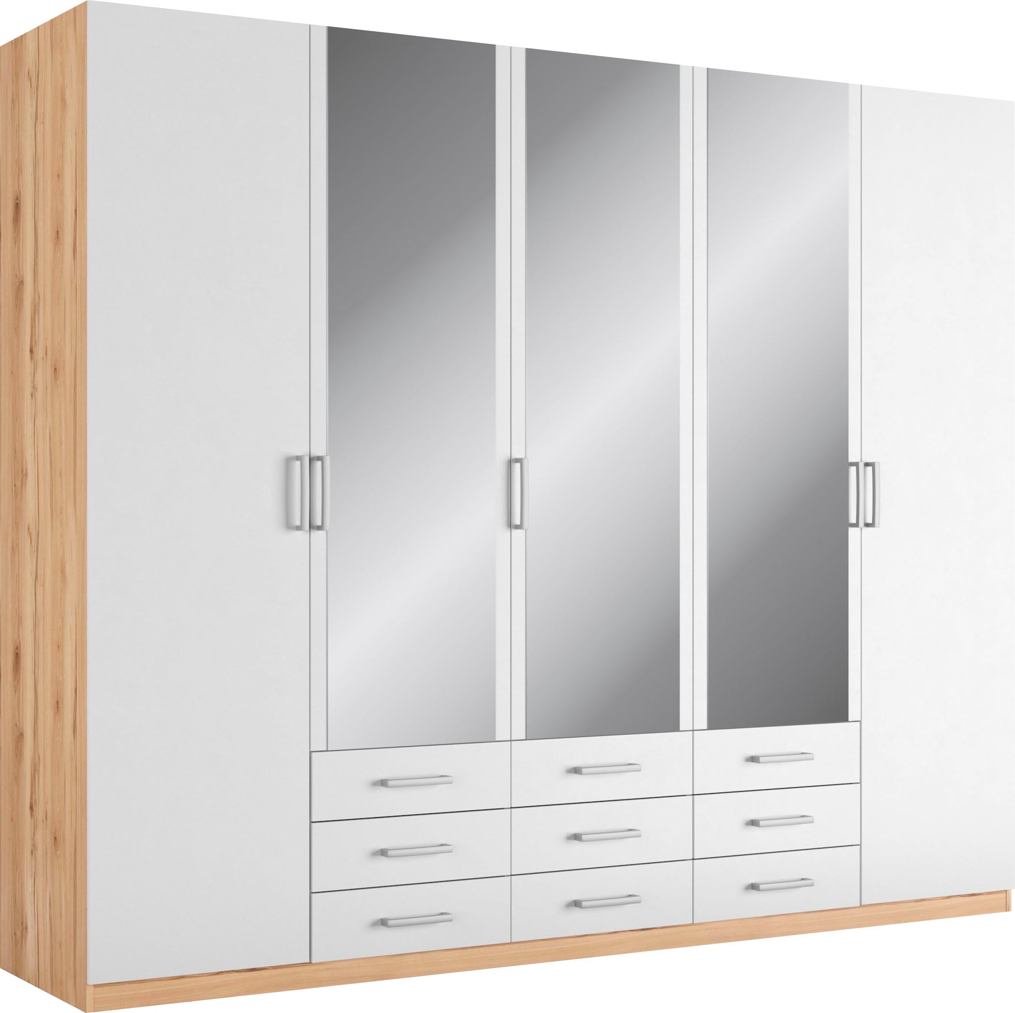 priess Kleiderschrank "Amsterdam, viel Stauraum durch viele Schubkästen, Spiegeltüren" Optional mit LED-Beleuchtung, Made in Germany