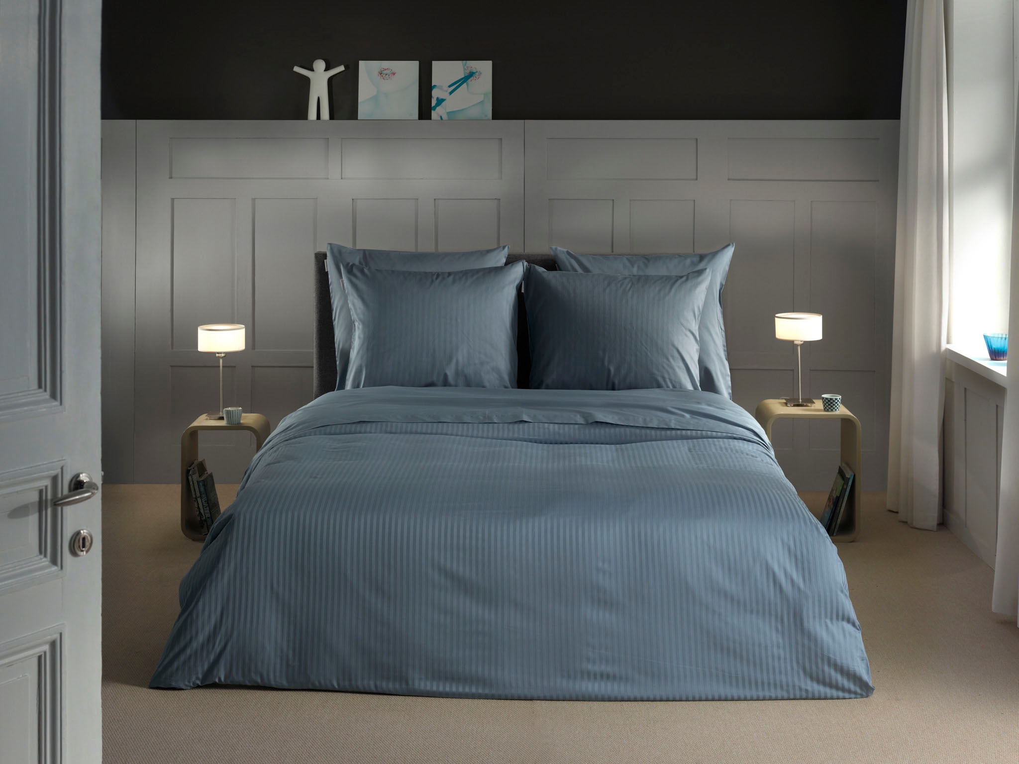 Heckett & Lane Bettwäsche "Banda" 3 hochwertiges Mako-Satin, Streifen Satin günstig online kaufen