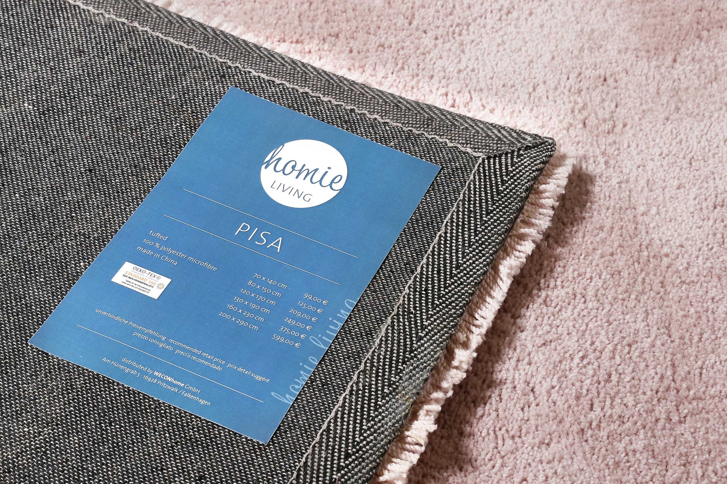 Homie Living Teppich »Pisa«, rund, 25 mm Höhe, Hochflor, Microfaser, uni, weich, Shaggy, Wohnzimmer, Schlafzimmer