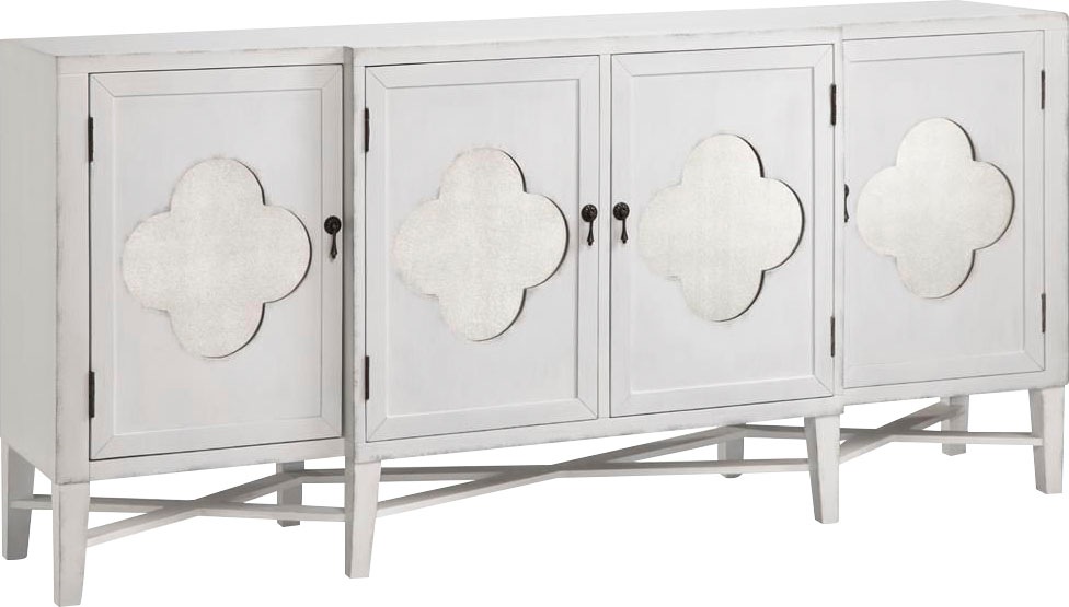 Leonique Sideboard »Juliette«, Kommode, Antik Weiß, Ornamente, verspiegeltes Glas, ca. 152x41x89 cm