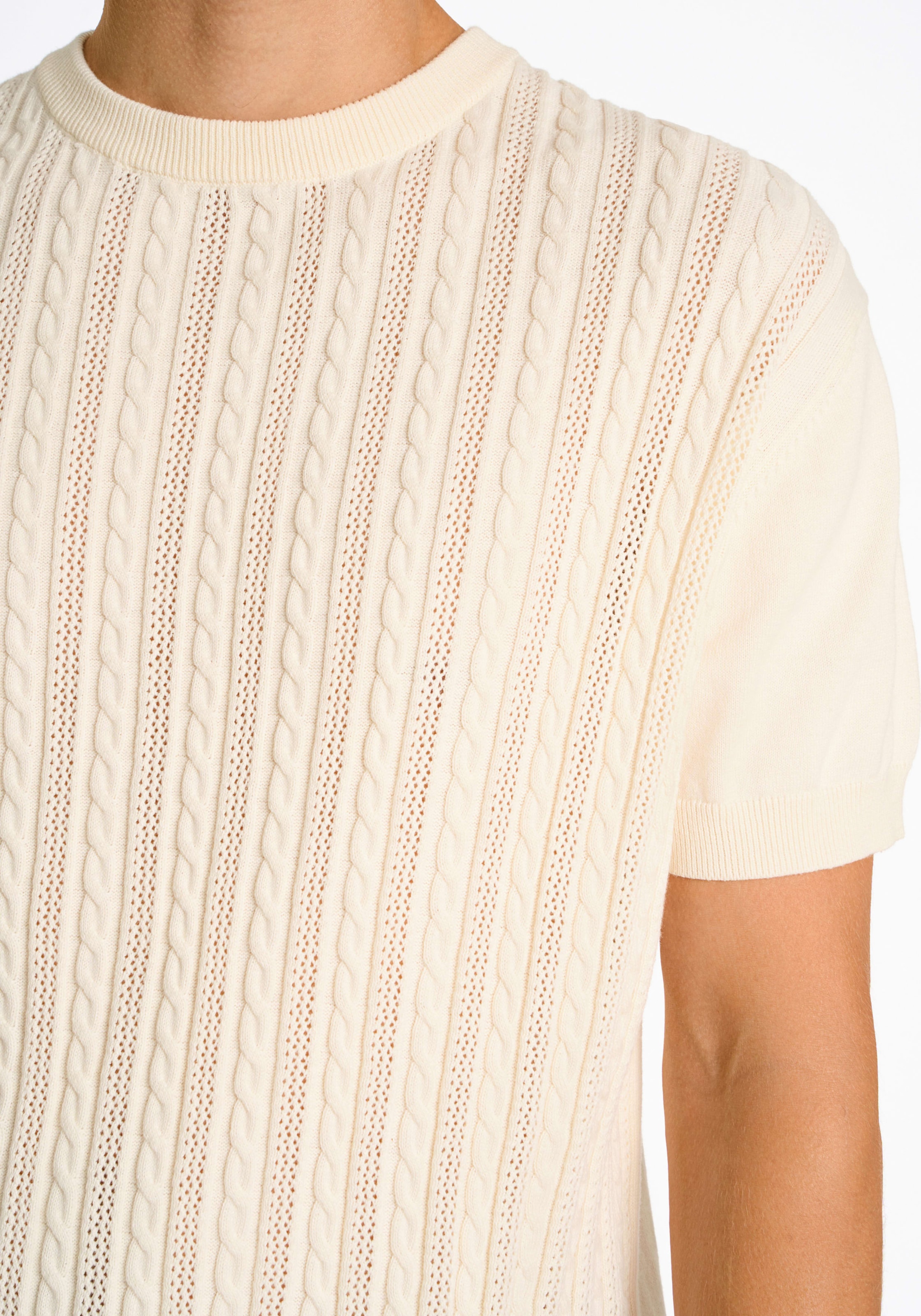 LINDBERGH Strickpullover mit Zopfmuster, kurzarm