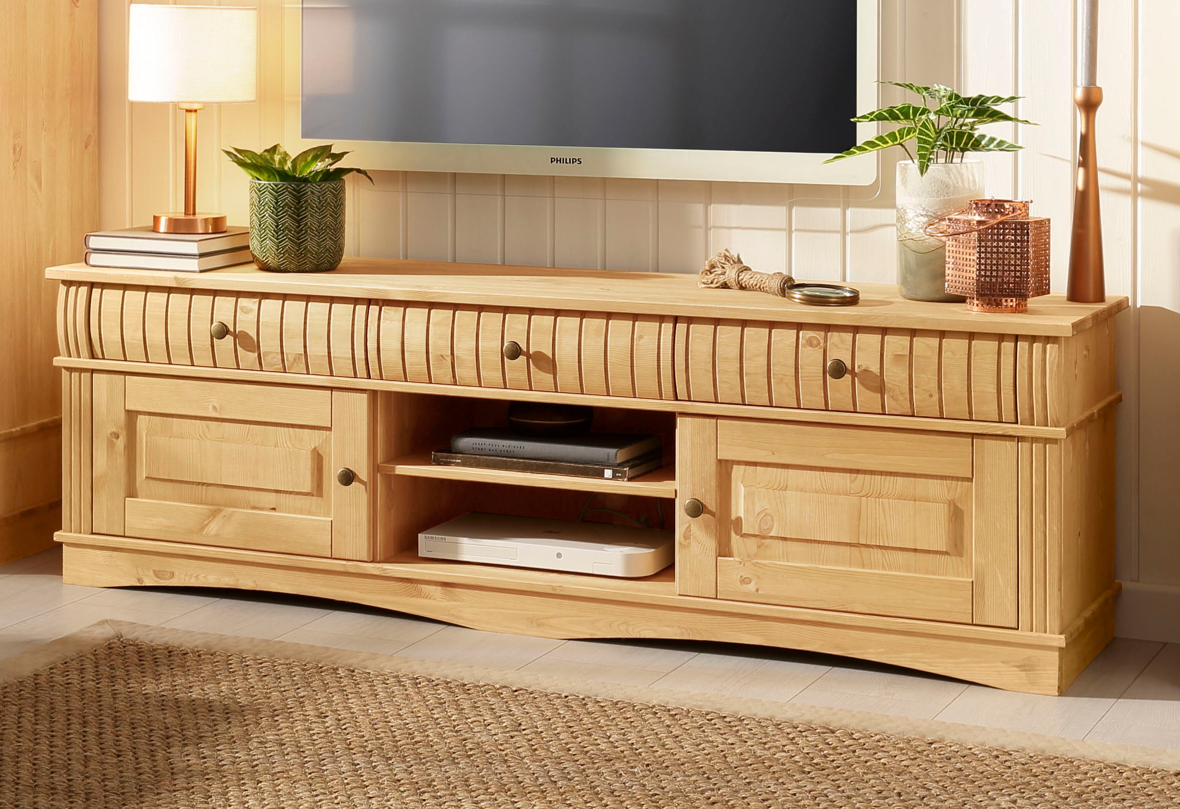 OTTO home Lowboard "Teresa" Maße (B/T/H): 154/37/49 cm, Kommode aus massive günstig online kaufen