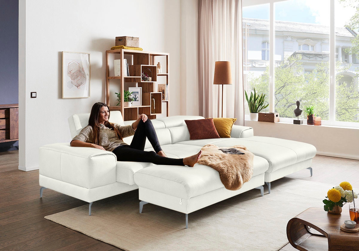 W.SCHILLIG Polsterhocker "piedroo, Designsofa mit tollem Sitzkomfort, bequem, L-Form" Füße in Silber matt