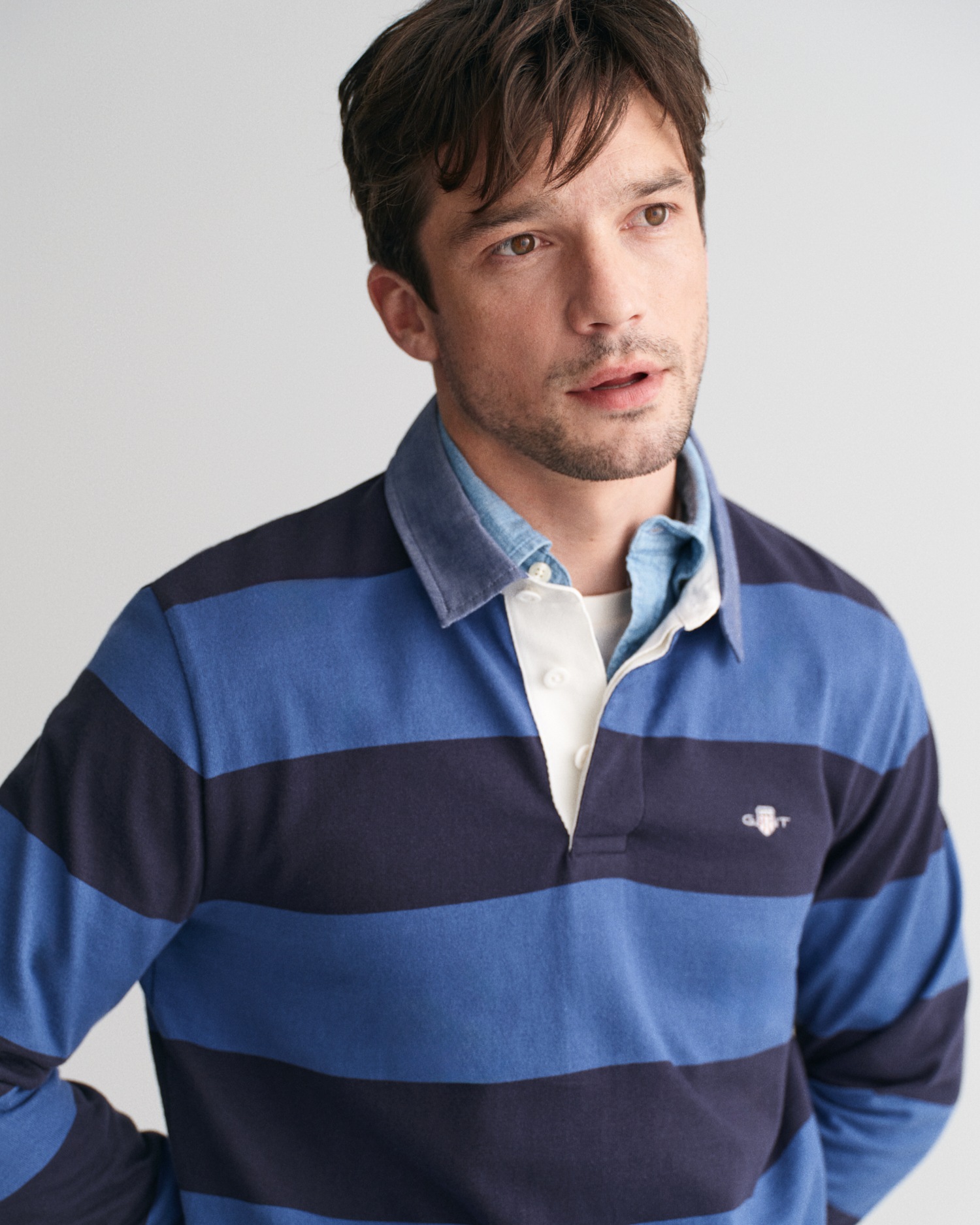 Gant Langarm-Poloshirt "REG CHAMBRAY STRIPE HEAVY RUGGER" günstig online kaufen