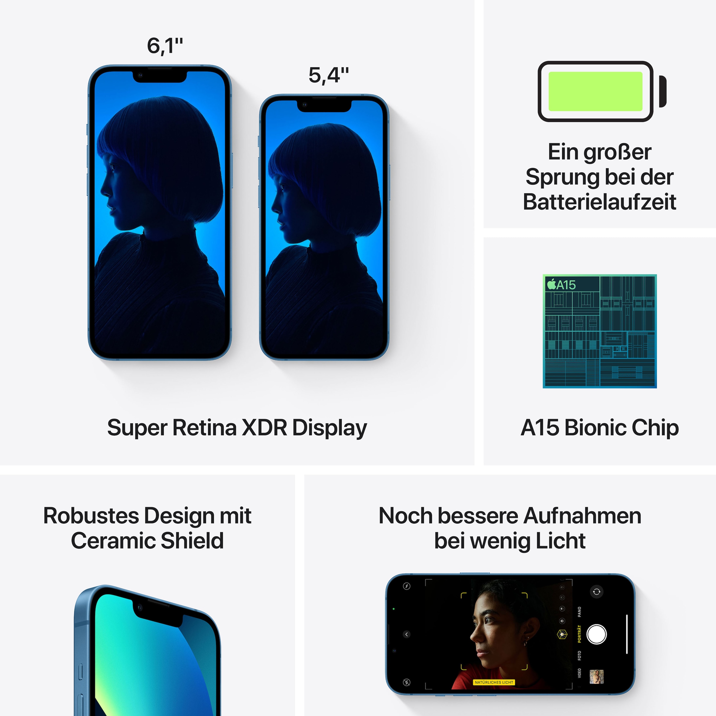 Apple Smartphone »iPhone 13«, Blue, 15,4 cm/6,1 Zoll, 128 GB Speicherplatz, 12  MP Kamera | BAUR | alle Smartphones