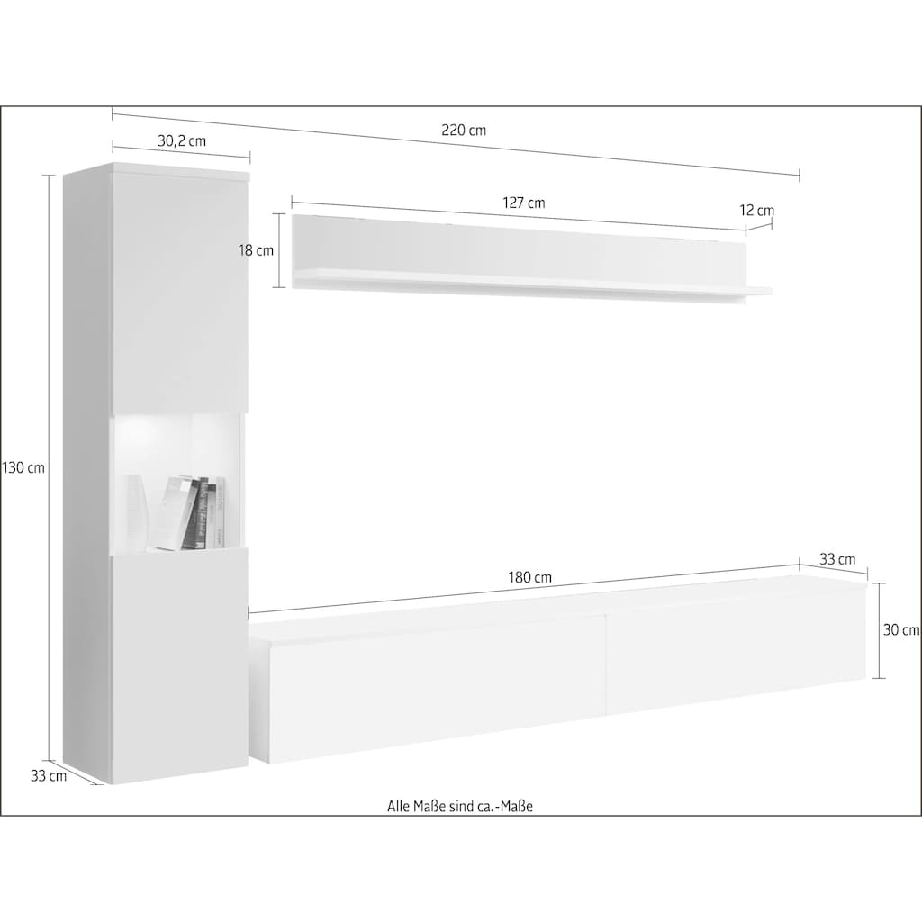 INOSIGN Wohnwand »PARIS«, (Set, 3 St.), hängend und stehend montierbar