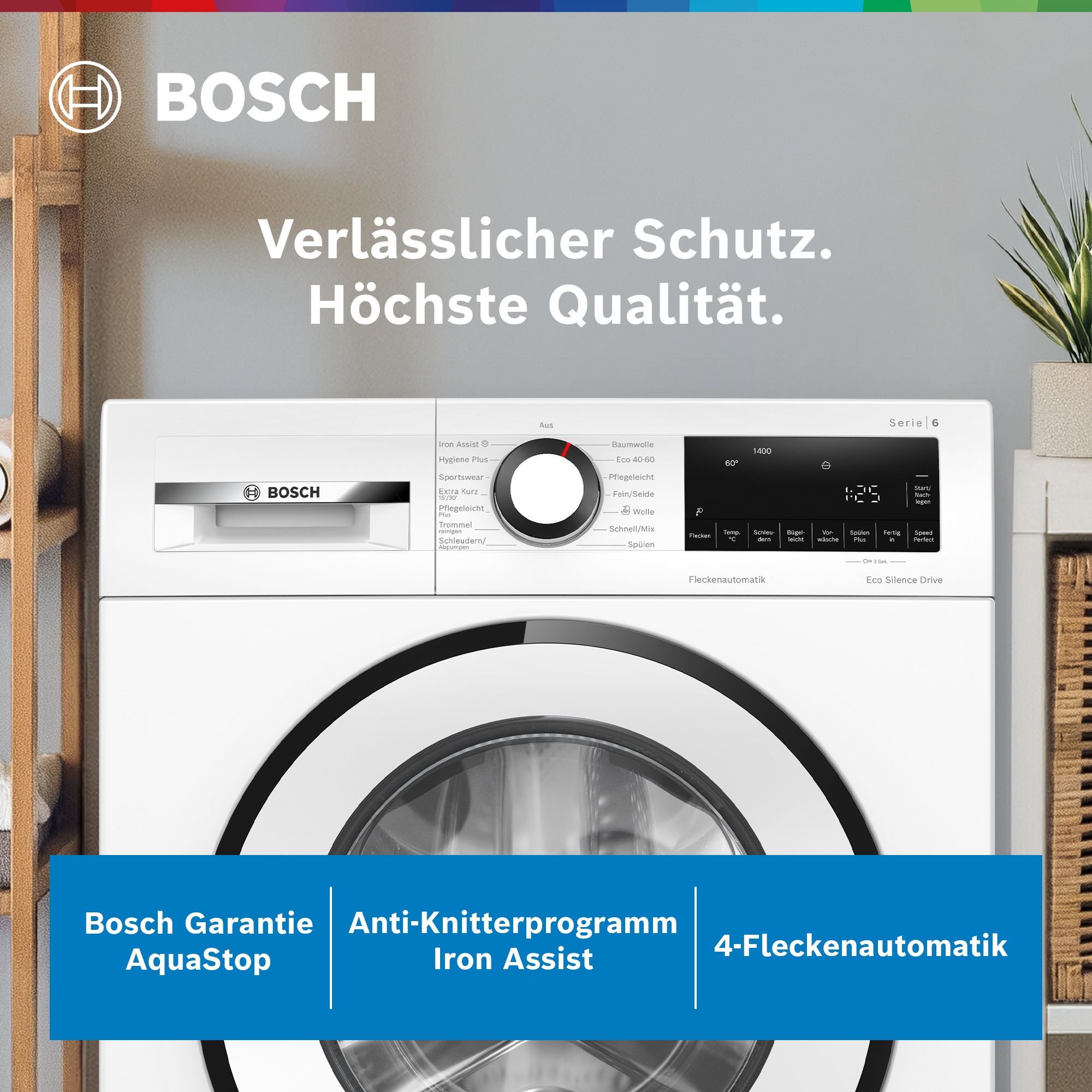 BOSCH Waschmaschine Serie 6 "WGG244ZV0" 9 kg 1400 U/min Knitter-Programm Ir günstig online kaufen