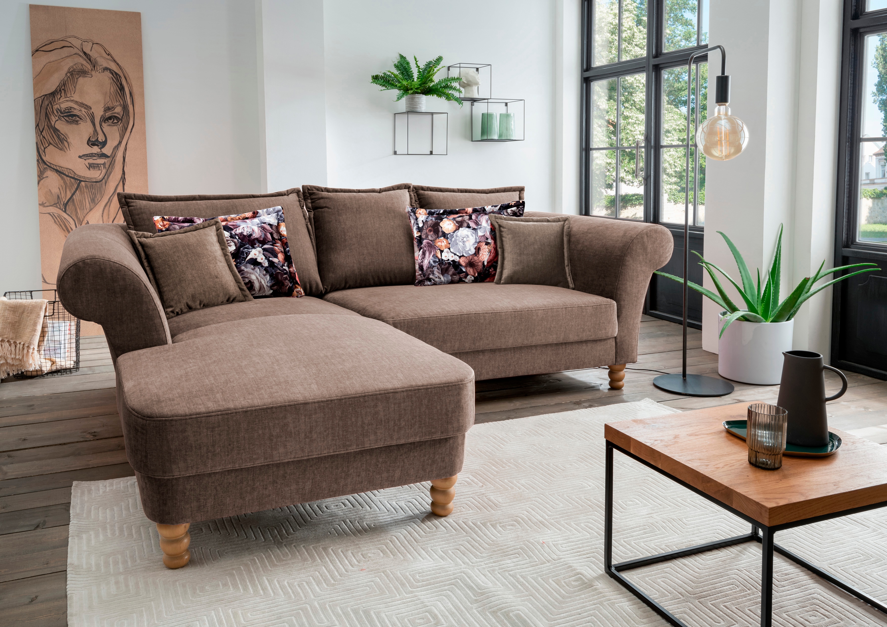 Home affaire Ecksofa "Tassilo Mega Polsterecke mit Kaltschaum im Sitz, bequem, L-Form" hoher Sitzkomfort, Breite 262cm, Komfortsitzhöhe 48cm, zeitlos elegant