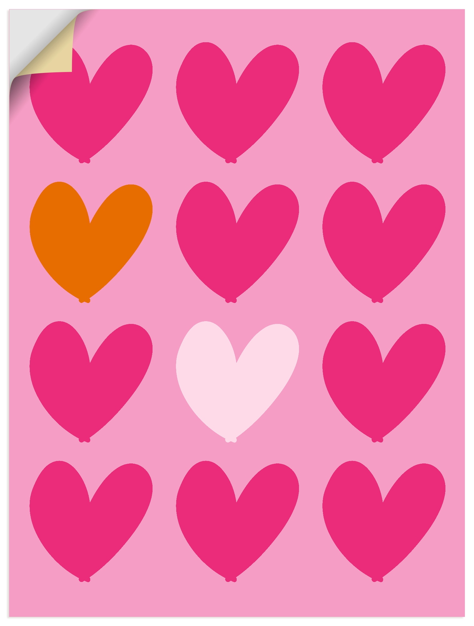 Wandbild ARTLAND "Herzen auf pink", farbe bild(er): pink, B:90cm H:120cm, Bilder, als Alubild, Leinwandbild, Poster, Wandaufkleber in verschied. Größen