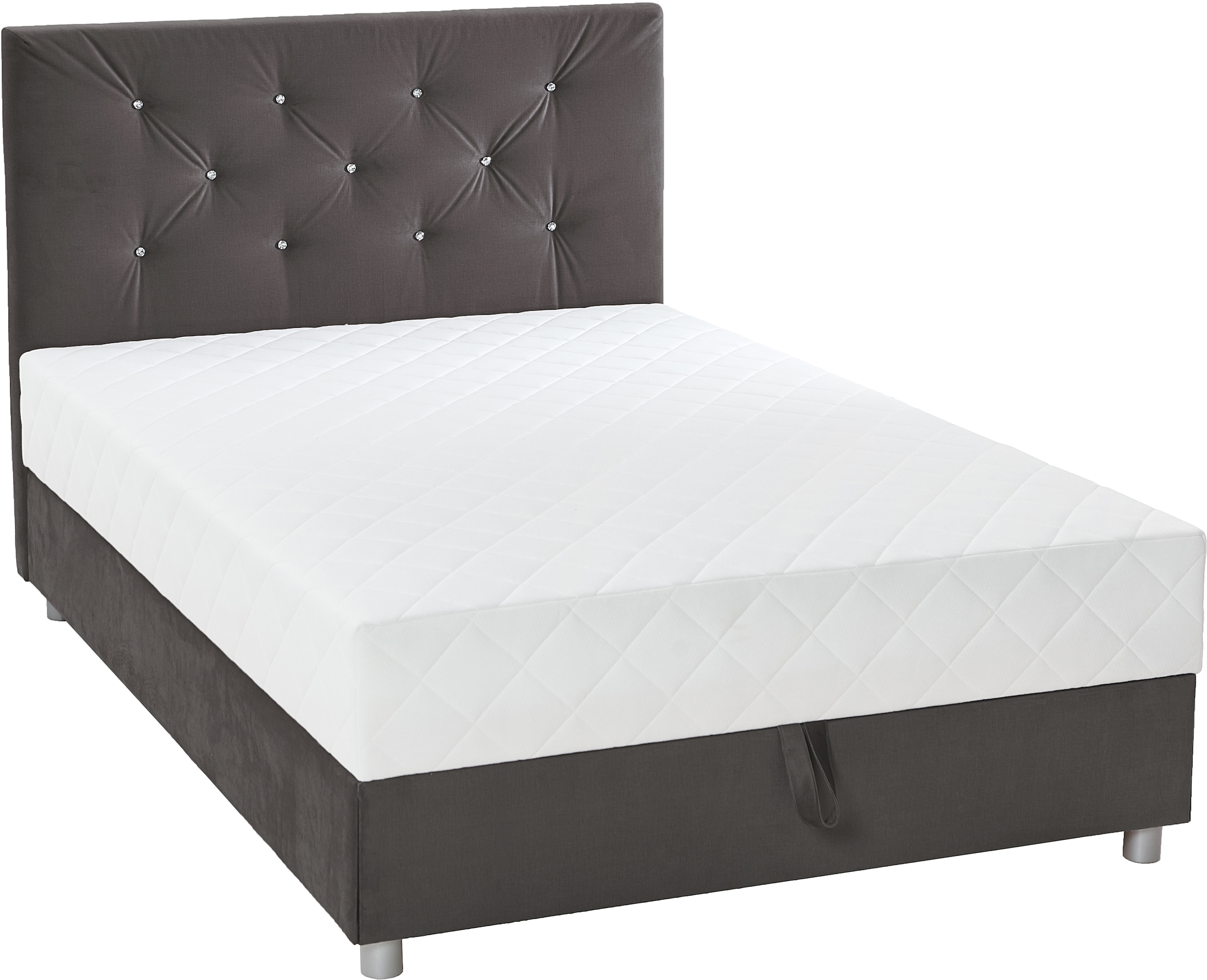 ATLANTIC home collection Boxbett »CELIA im hochwertiger Samtoptik«, mit Taschen-Federkernmatratze, Bettkasten und Strass-Steinen