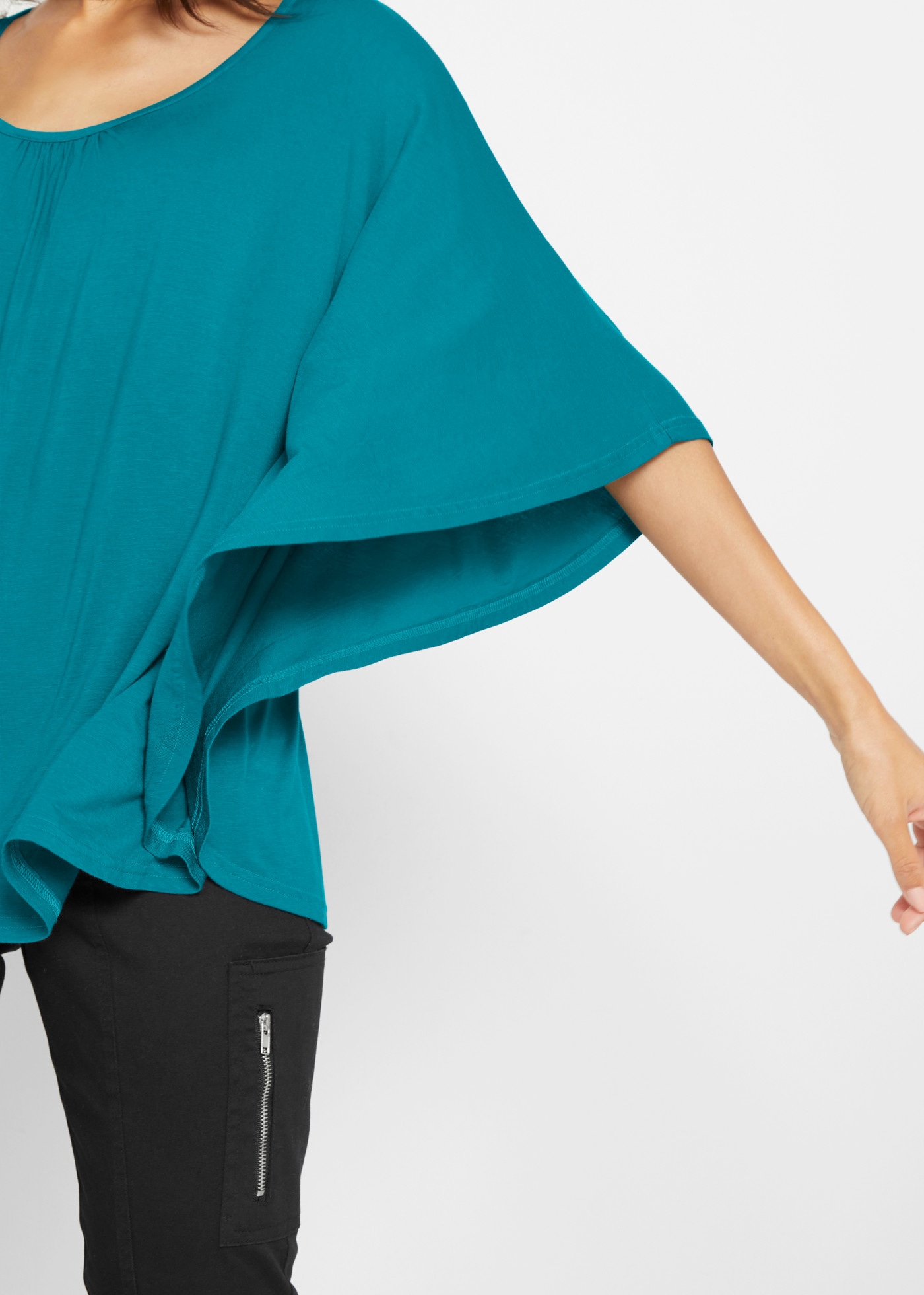 bonprix T-Shirt locker geschnittenes Fledermausshirt, mit Rundhalsausschnitt