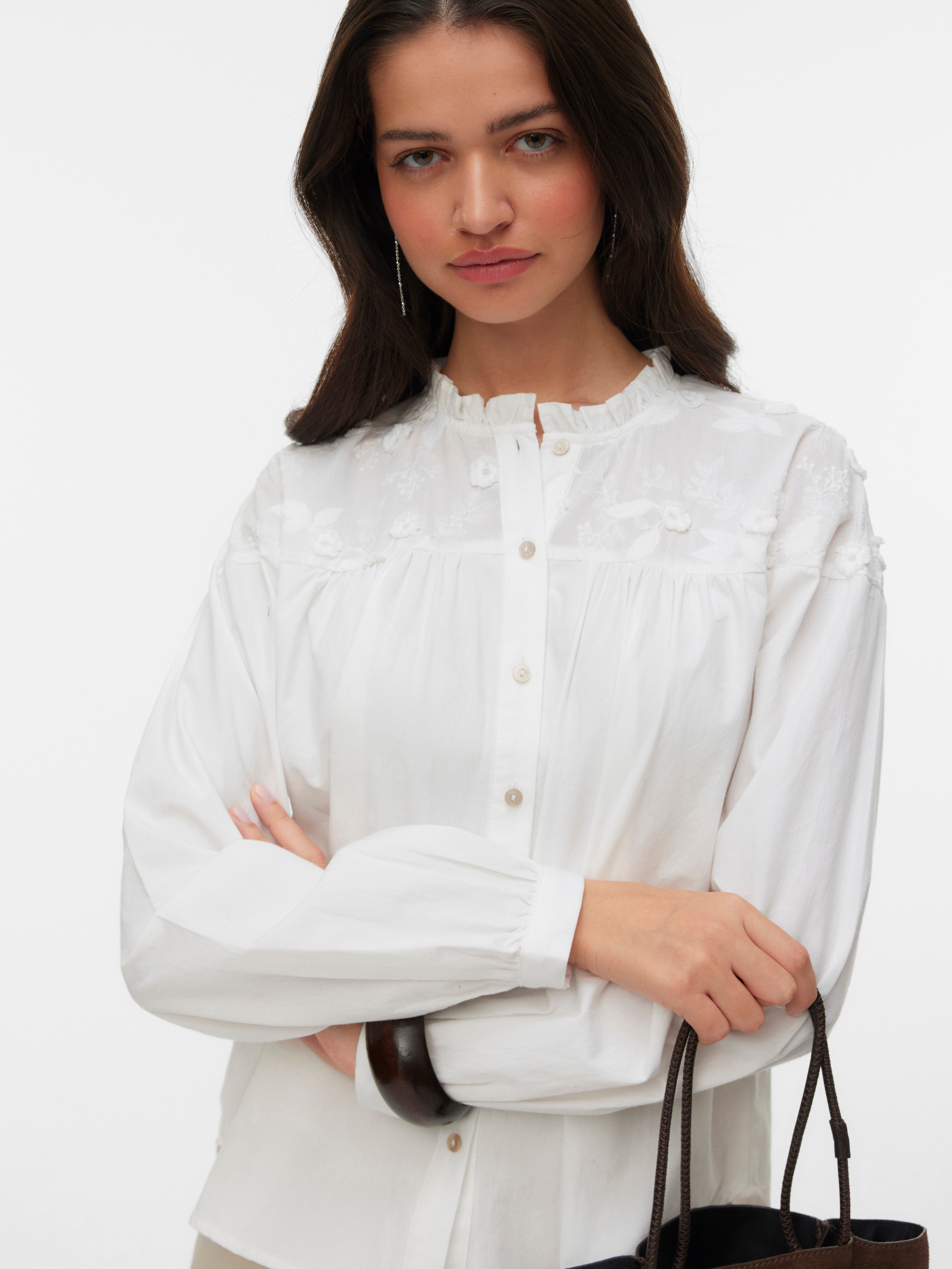 Vero Moda Langarmbluse "VMTUESDAY L/S DETAIL TOP WVN" Baumwolle