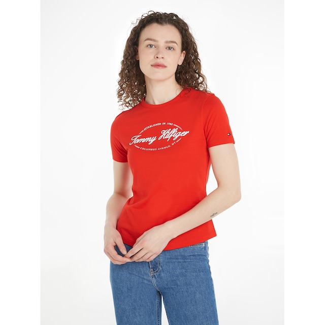 Tommy Hilfiger Rundhalsshirt »SLIM HILFIGER SCRIPT C-NK SS« online kaufen |  BAUR