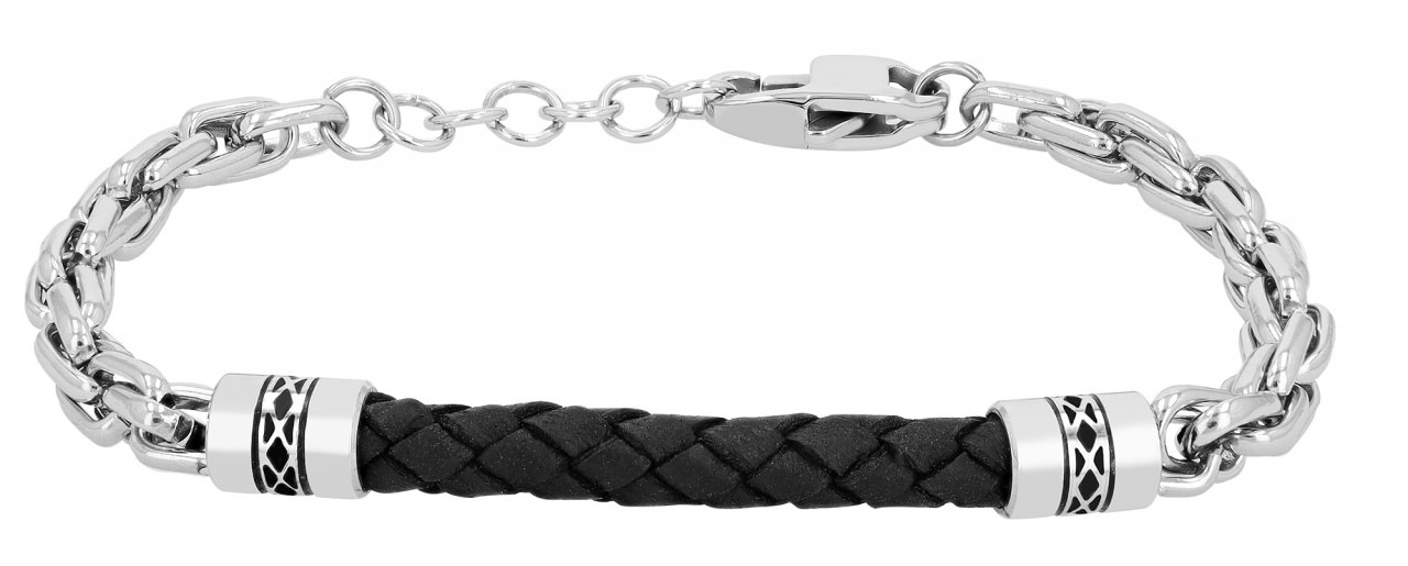 Edelstahlarmband ADELIA´S "Herren Armband aus Edelstahl" Gr. 19, schwarz silber, Armbänder, Herren, 19, Edelstahl, Edelstahlarmband