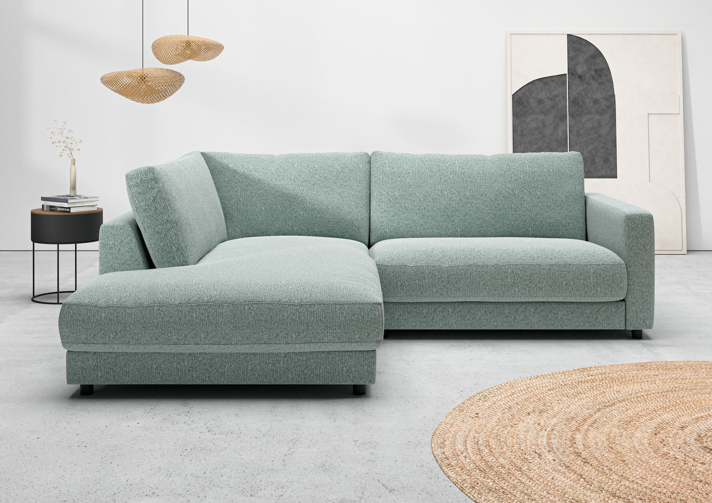 Home affaire Ecksofa "Ecksofa Jiro, L-Form, große Sitztiefe, Breite 252 cm" lose Sitz- & Rückenkissen, weicher Polsteraufbau, komfortabel & modern