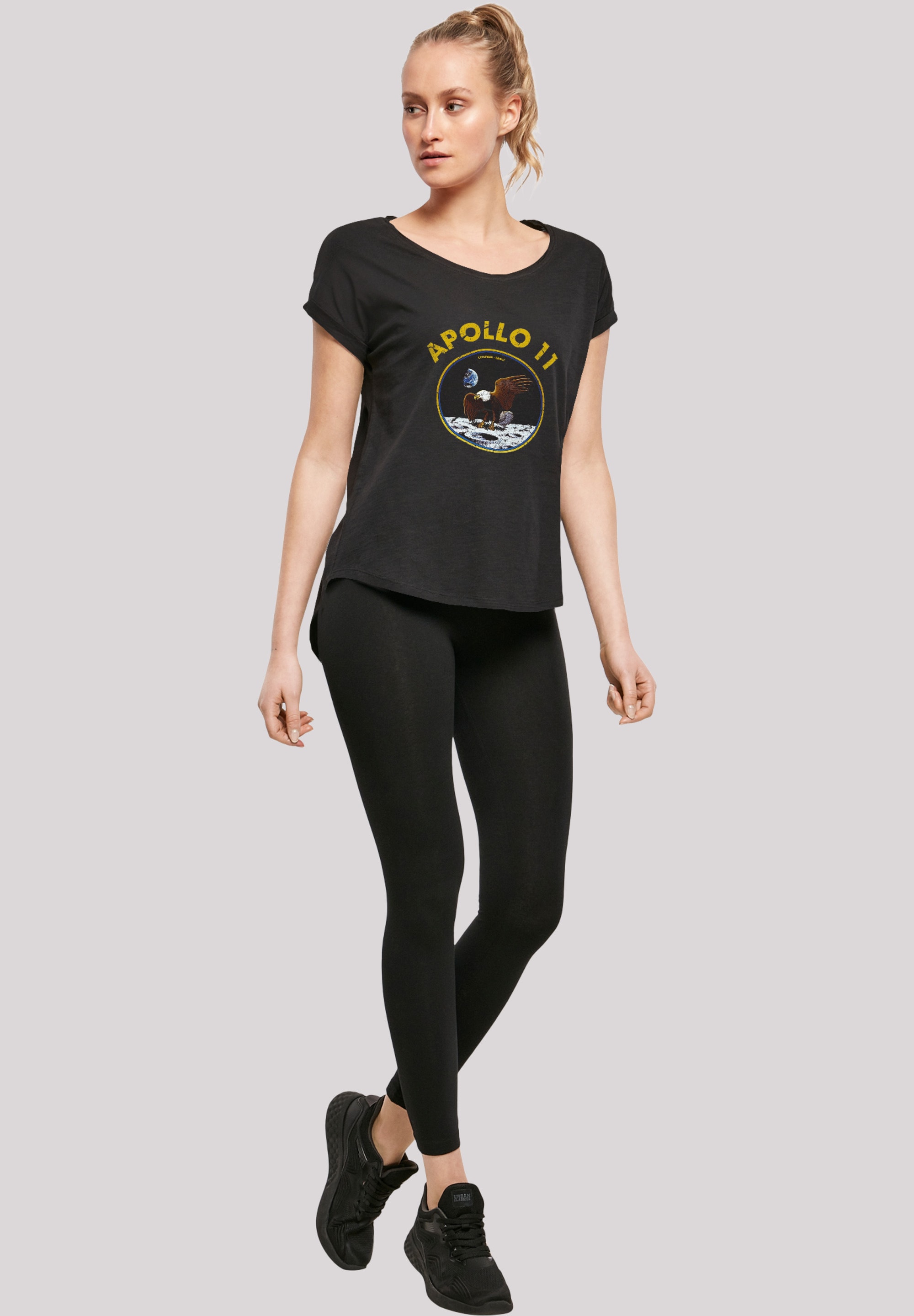 F4NT4STIC T-Shirt »Long Cut T-Shirt NASA Classic Mondlandung Black«, Damen,Premium Merch,Lang,Longshirt,Bedruckt