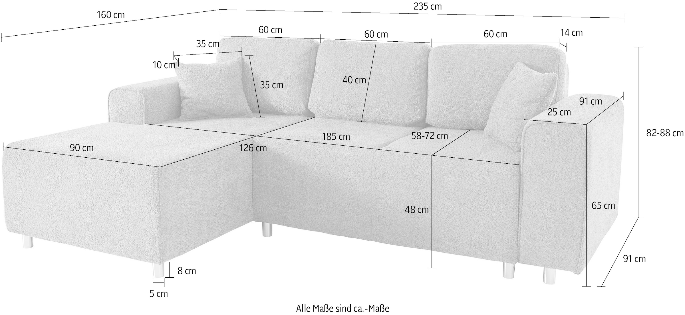 Guido Maria Kretschmer Home&Living Ecksofa »Györ«, L-Form, wahlweise mit Bettfunktion und Bettkasten incl. 2 Zierkissen