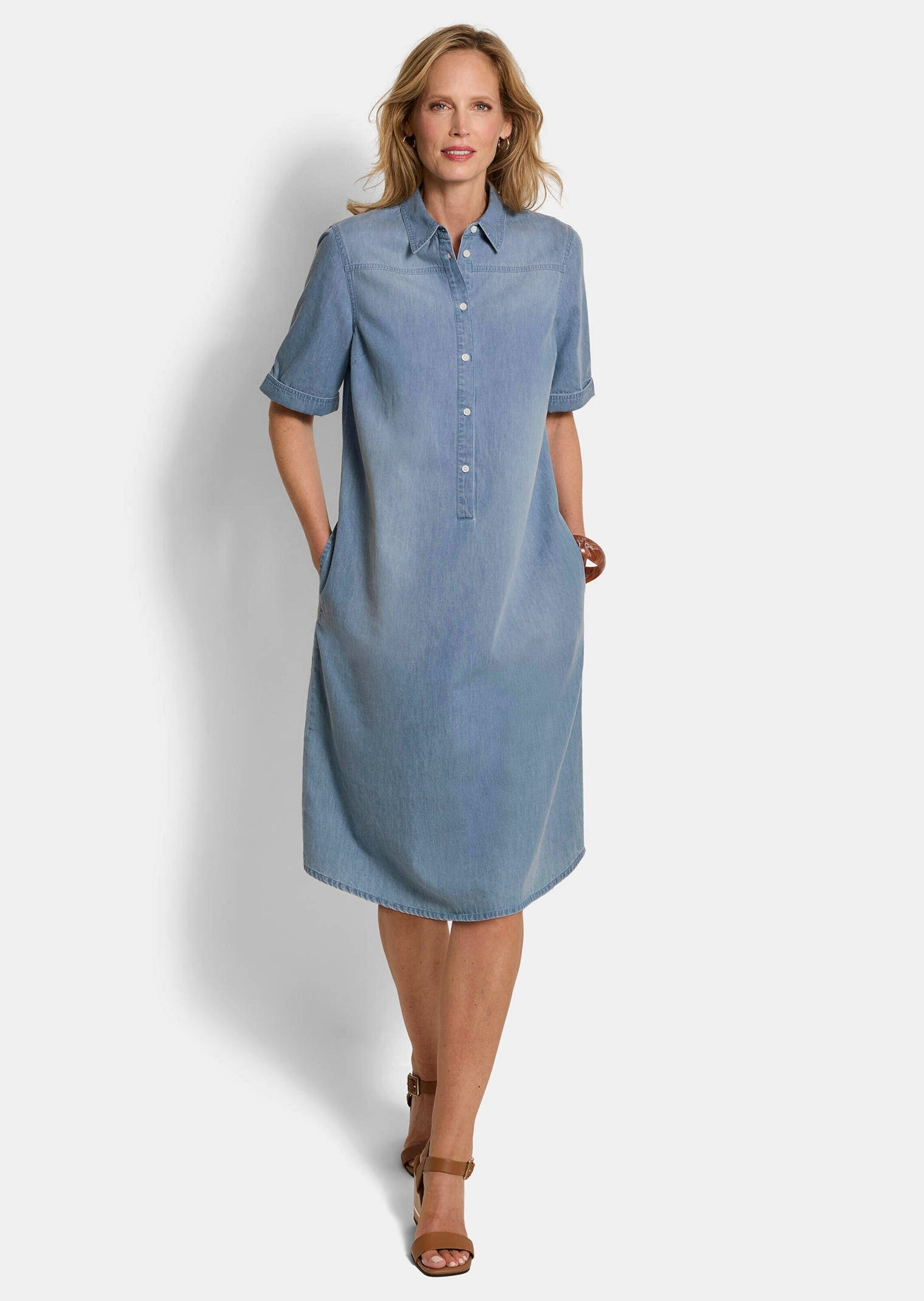 GOLDNER Sommerkleid "Kurzgröße Baumwollkleid mit heller Waschung" Ohne Tasc günstig online kaufen