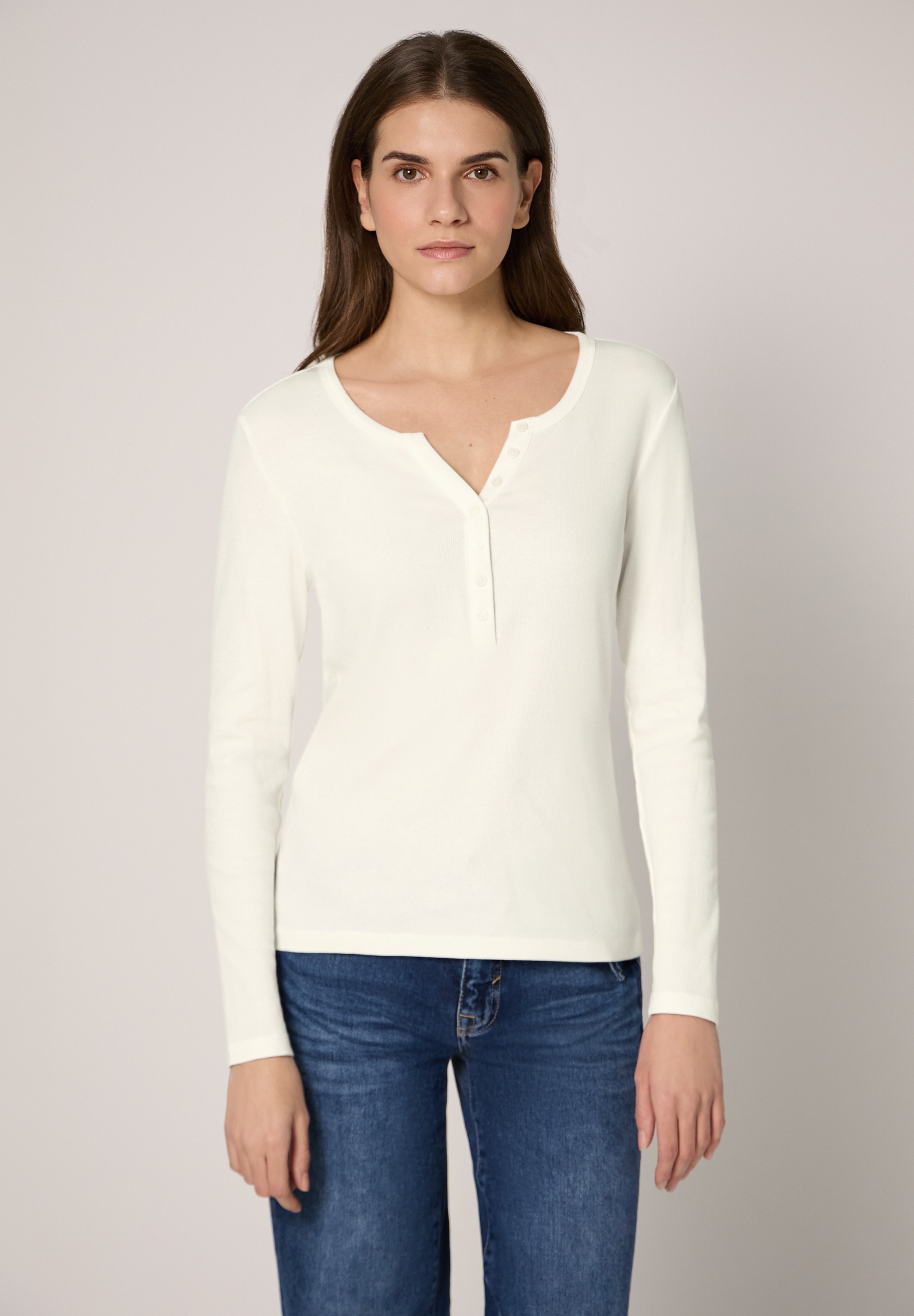 STREET ONE STUDIO Langarmshirt aus Baumwolle mit Stretchante