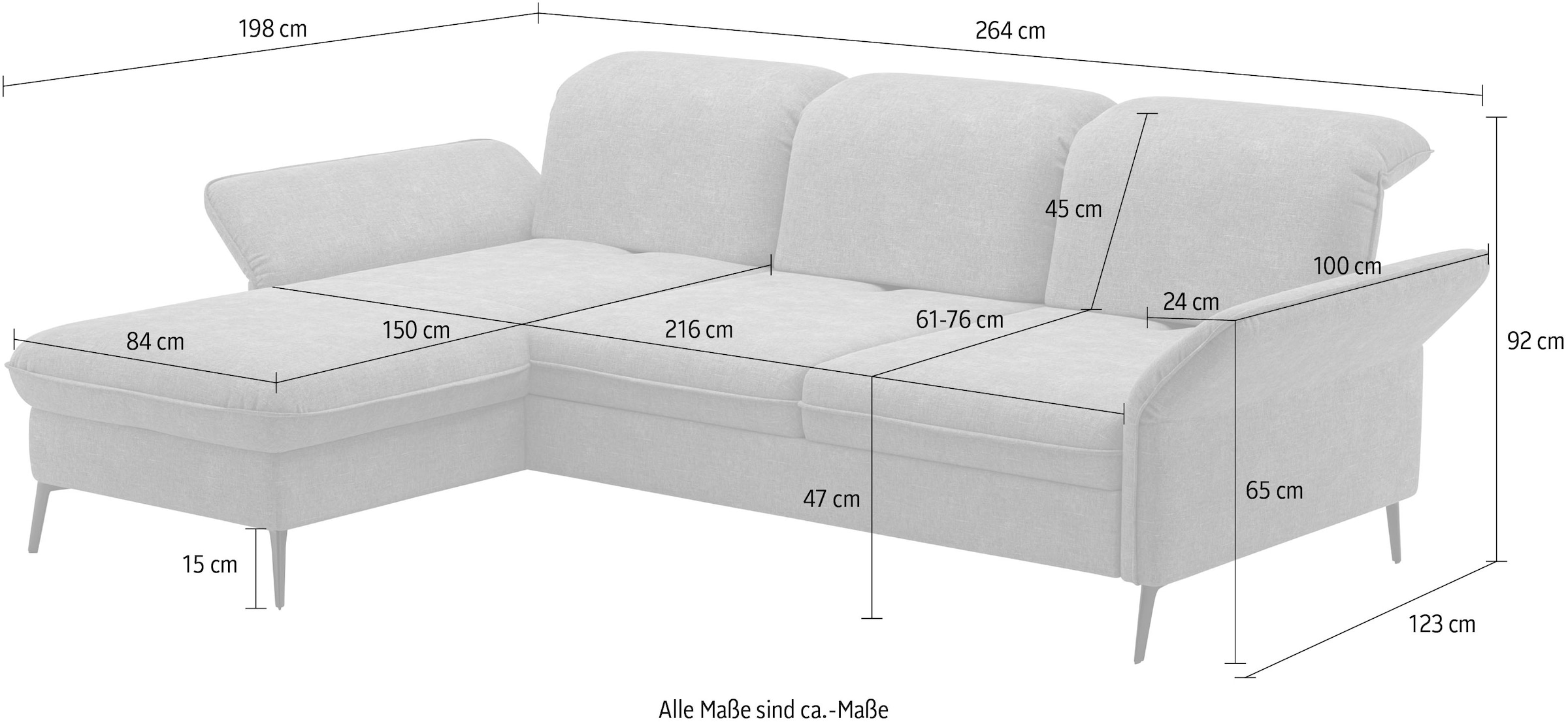 sit&more Ecksofa »Emely«, mit Sitztiefenverstellung optional mit Bettfunktion und Bettkasten