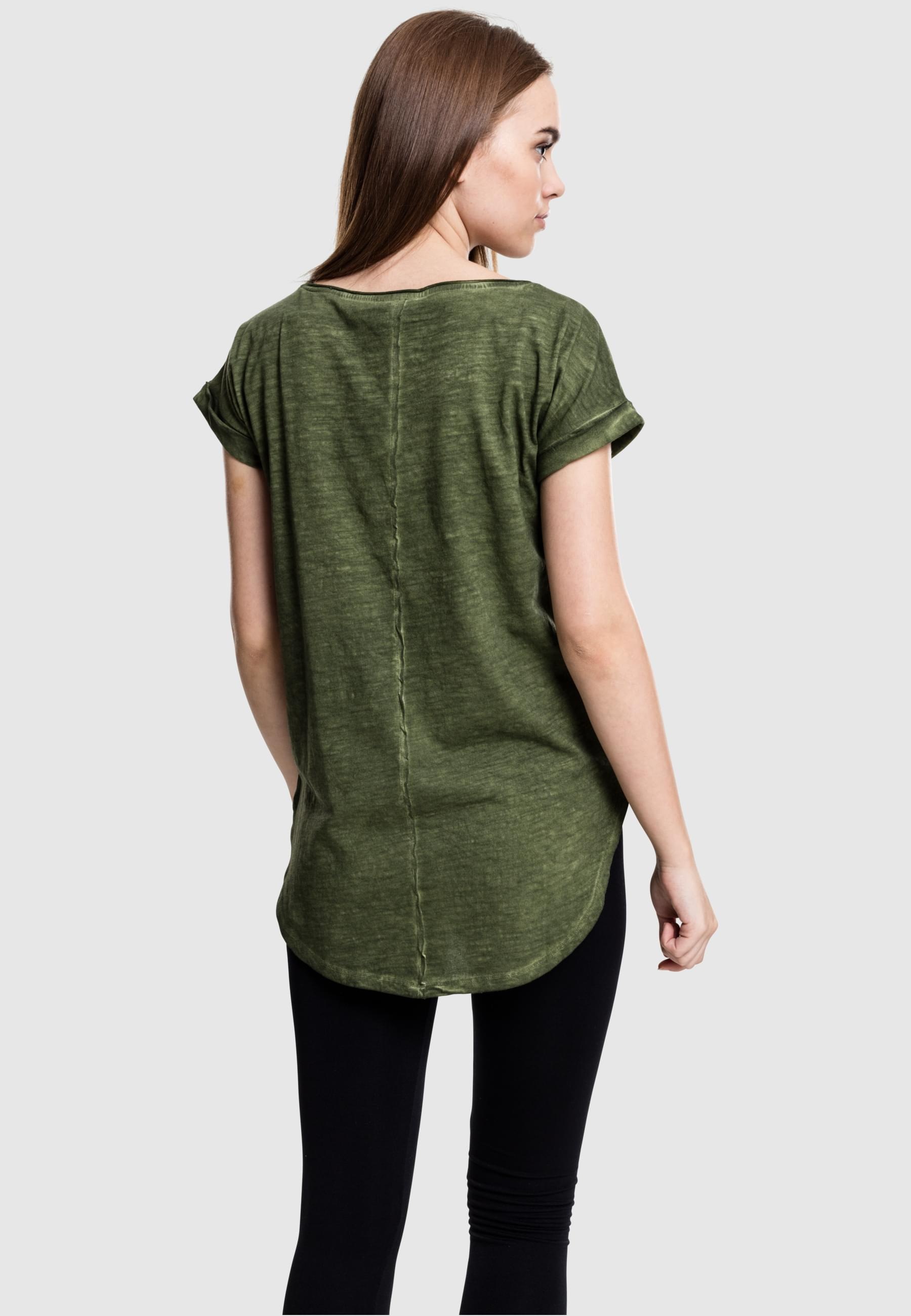 URBAN CLASSICS Kurzarmshirt »Urban Classics Damen Ladies Long Back Shaped Spray Dye Tee«, (1 tlg.)