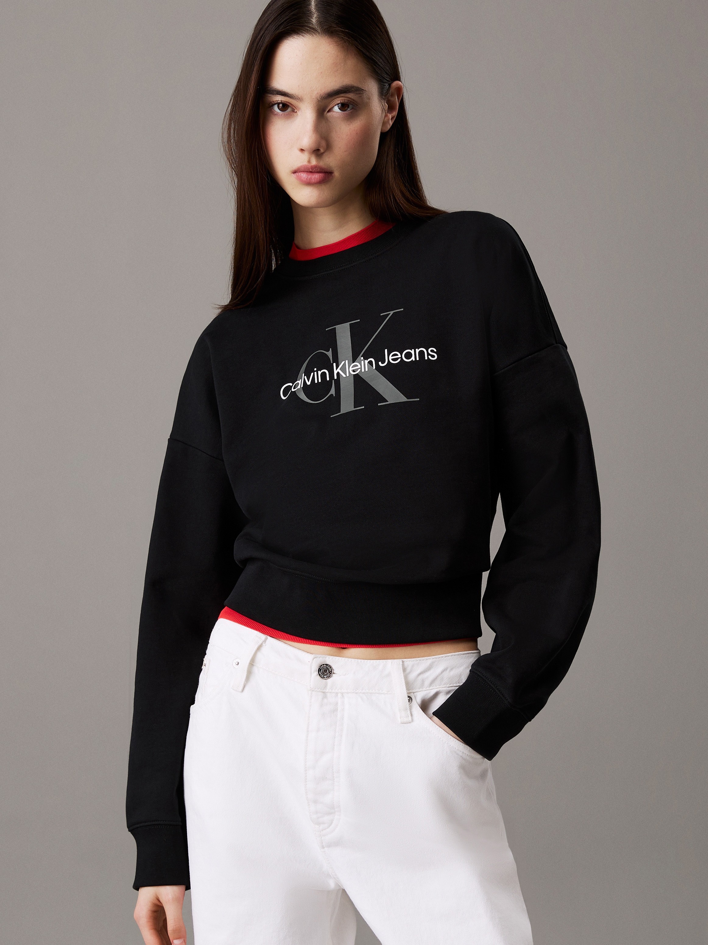 Calvin Klein Jeans Sweatshirt »LS MNLG FRNCH TRRY R«, Mit Rundhalsausschnitt