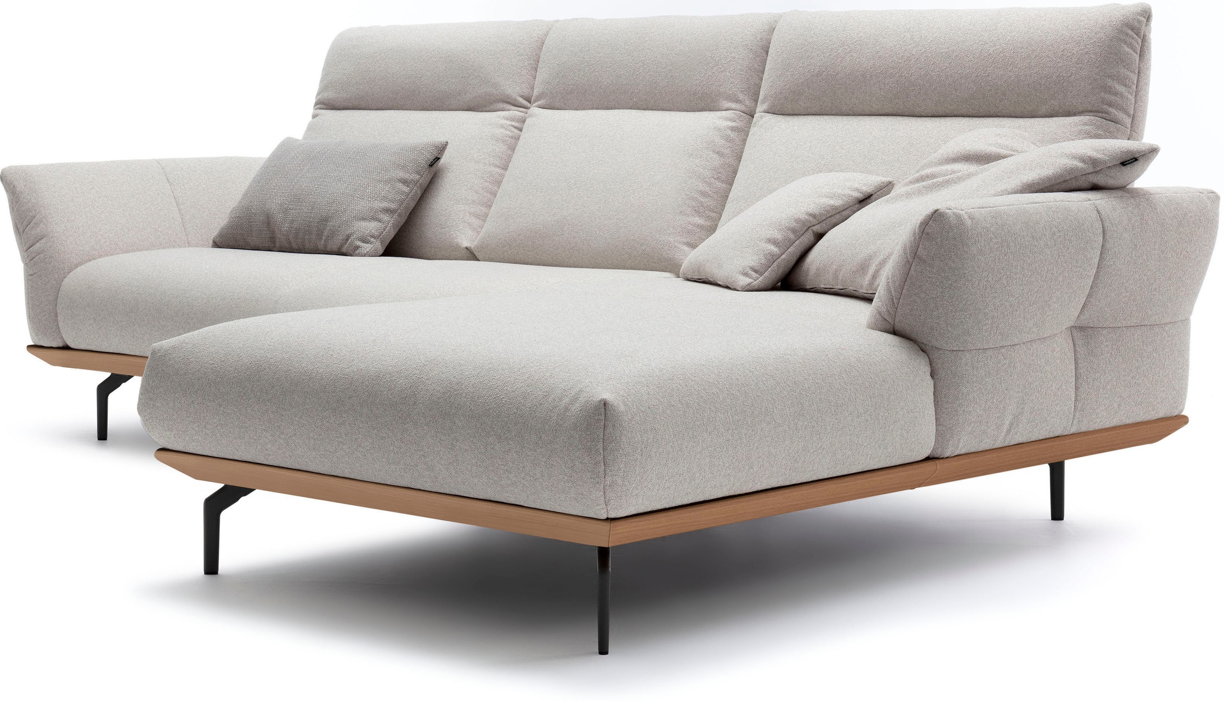 Creation BY ROLF BENZ Ecksofa »CR.460«, Sockel in Eiche, Alugussfüße in umbragrau, Breite 298 cm