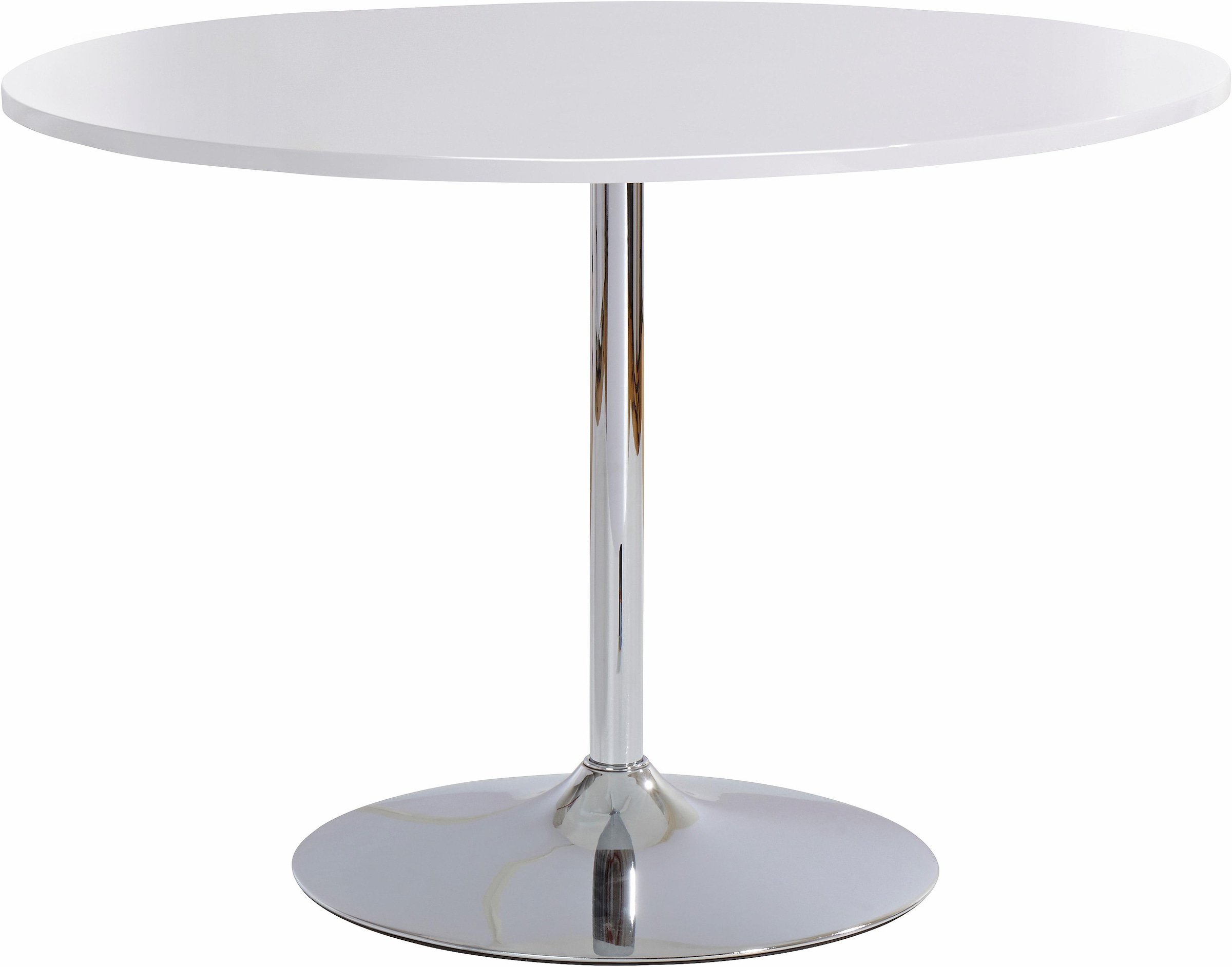 INOSIGN Esstisch »Trompet«, rund, Ø110 cm, Tischplatte weiß Hochglanz, Trompetenfuß, Tulpentisch