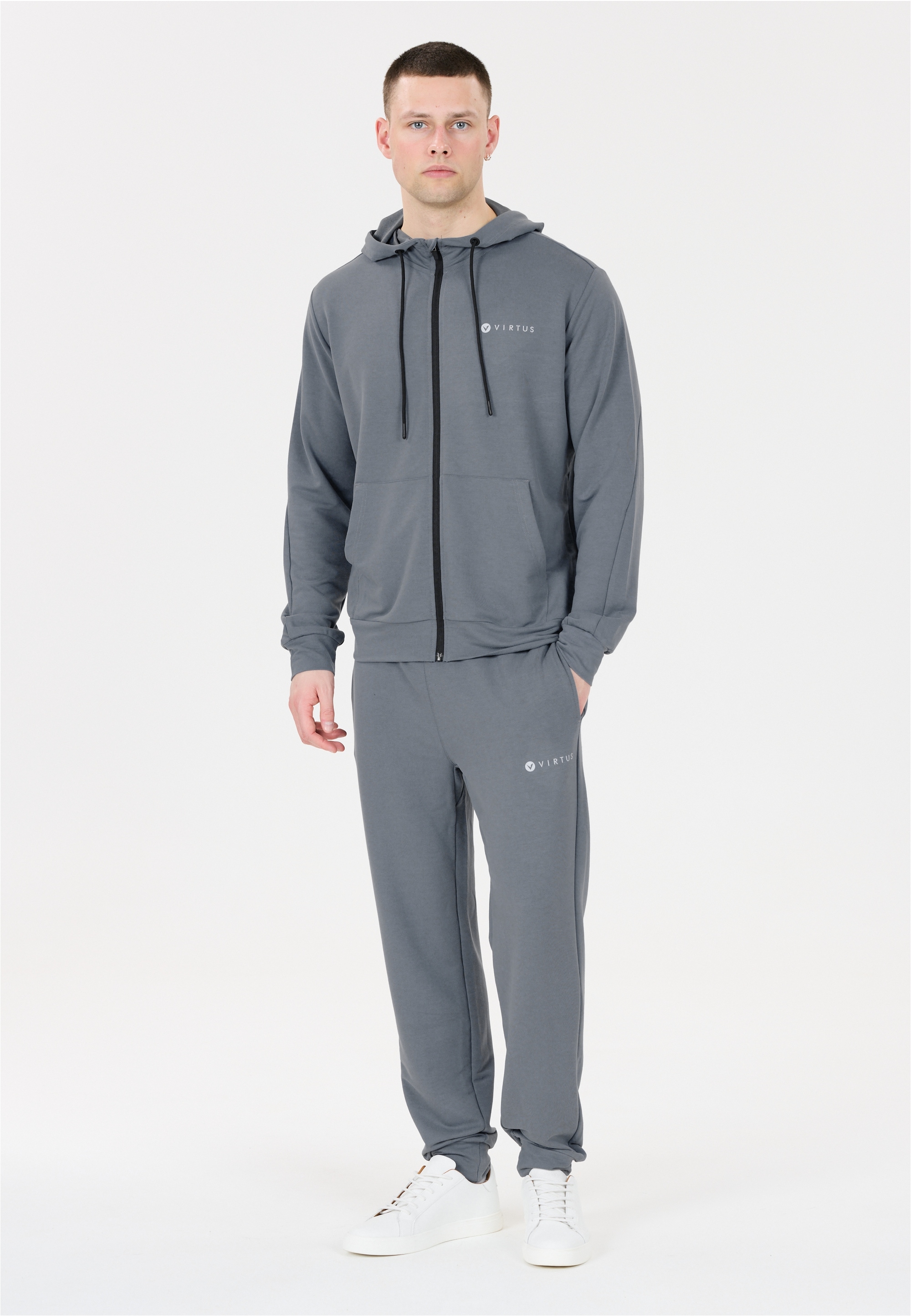 Sweathose VIRTUS "Streat", Herren, Gr. XL, US-Größen, grau, 66% Viskose, 30% Polyester, 4% Elasthan, unifarben, lang, Hosen Sweathose, mit Baumwoll-Touch