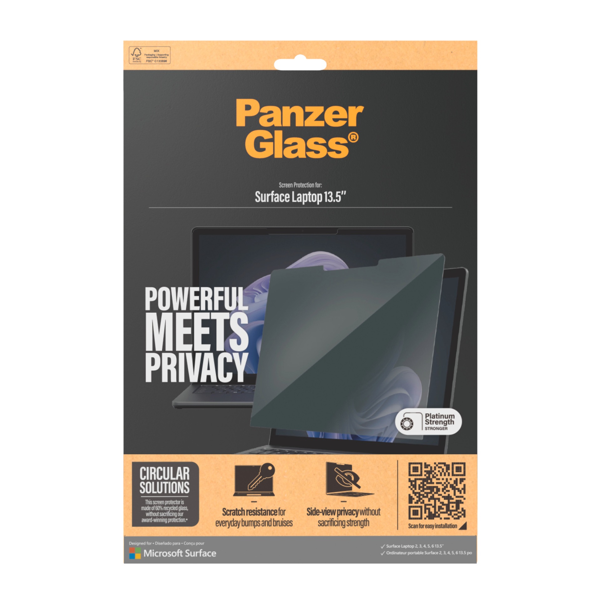 CARE by PanzerGlass Displayschutzfolie »Privacy Filter Screen Protector«, für Microsoft Laptop 13,5 2nd/3rd/4th/5th/6th Edition, Displayschutz, Schutzfolie, Blickschutz, kratz- & stoßfest