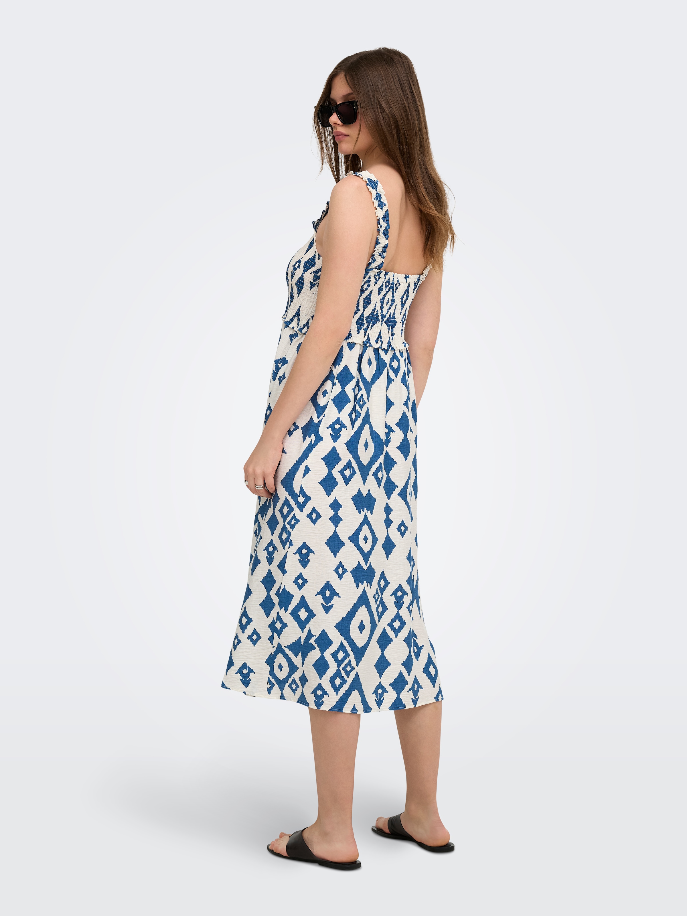 ONLY Druckkleid »ONLLUMIRA S/L LONG SMOCK DRESS WVN EX« Viskosemischung, regular fit