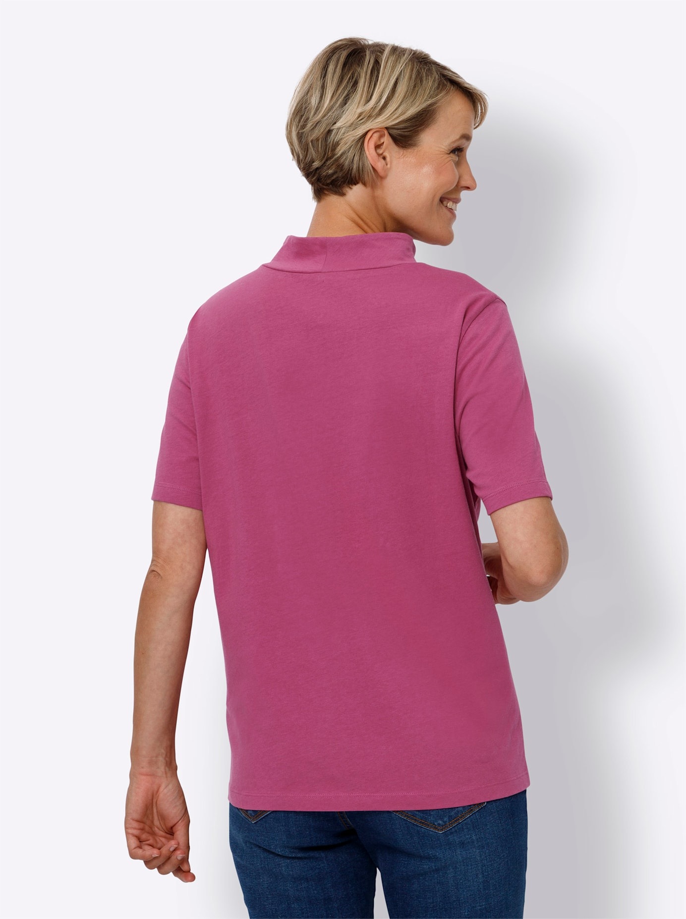 Classic Basics Women Stand Collar T-Shirt Purple 48 2