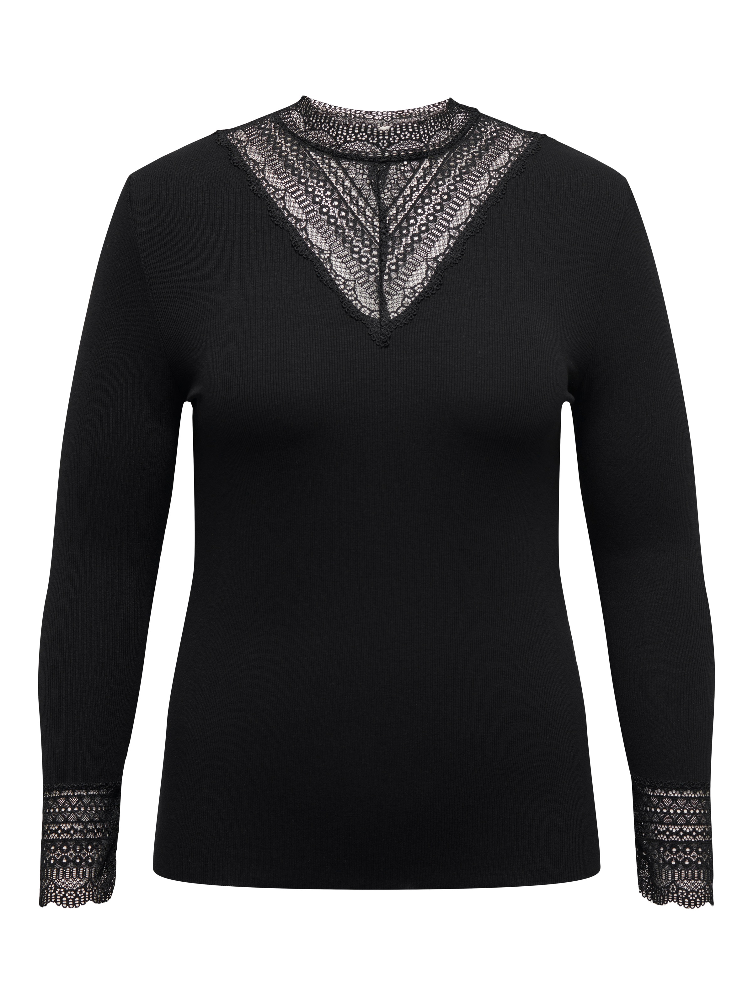 ONLY CARMAKOMA Langarmshirt »CARTILDE RIB LACE L/S TOP JRS NOOS«