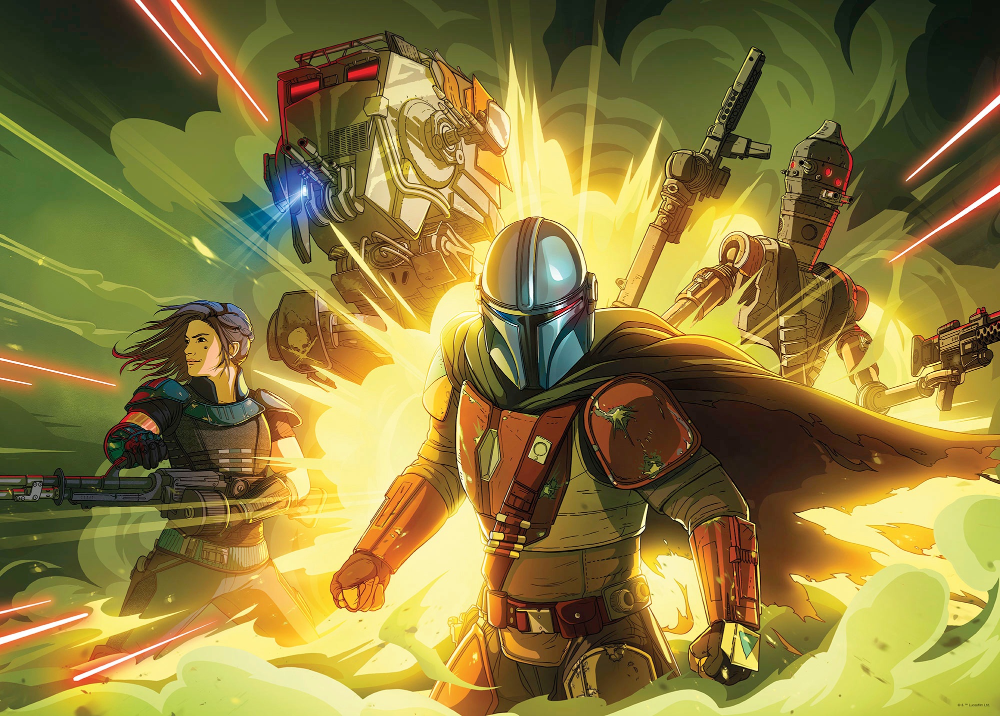 Bild KOMAR "Mandalorian Fireteam", bunt (farbe bild(er): bunt), B:70cm H:50cm, Holz, Papier, Bilder, Bild, Wandbild zur Dekoration im Kinderzimmer - ohne Rahmen