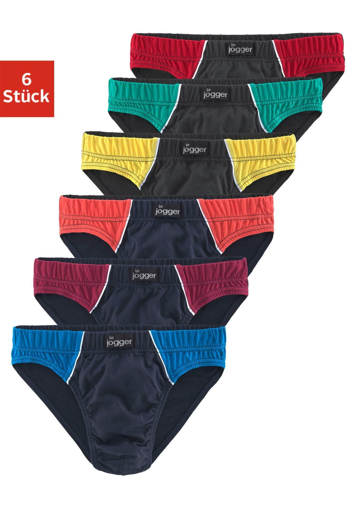 LE JOGGER Herren Slip, Gr. 7, blau, Jersey, Obermaterial: 100% Baumwolle, unifarben, Unterhosen, mit kontrastfarbenen Highlights