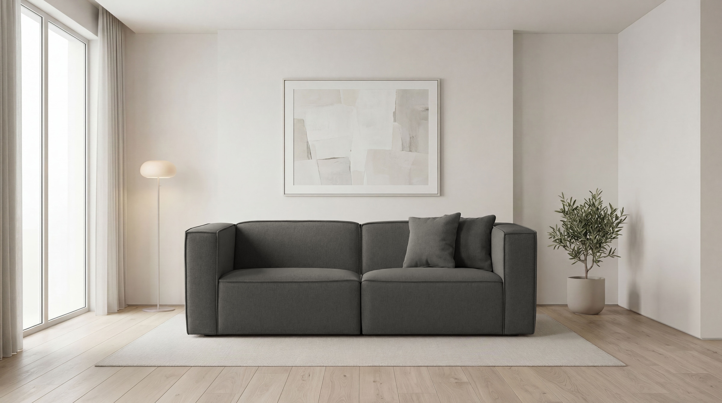 OTTO home 3-Sitzer »Tammie« Breite 222 cm, Webstoff fein, bodentief, mit Wellenunterfederung