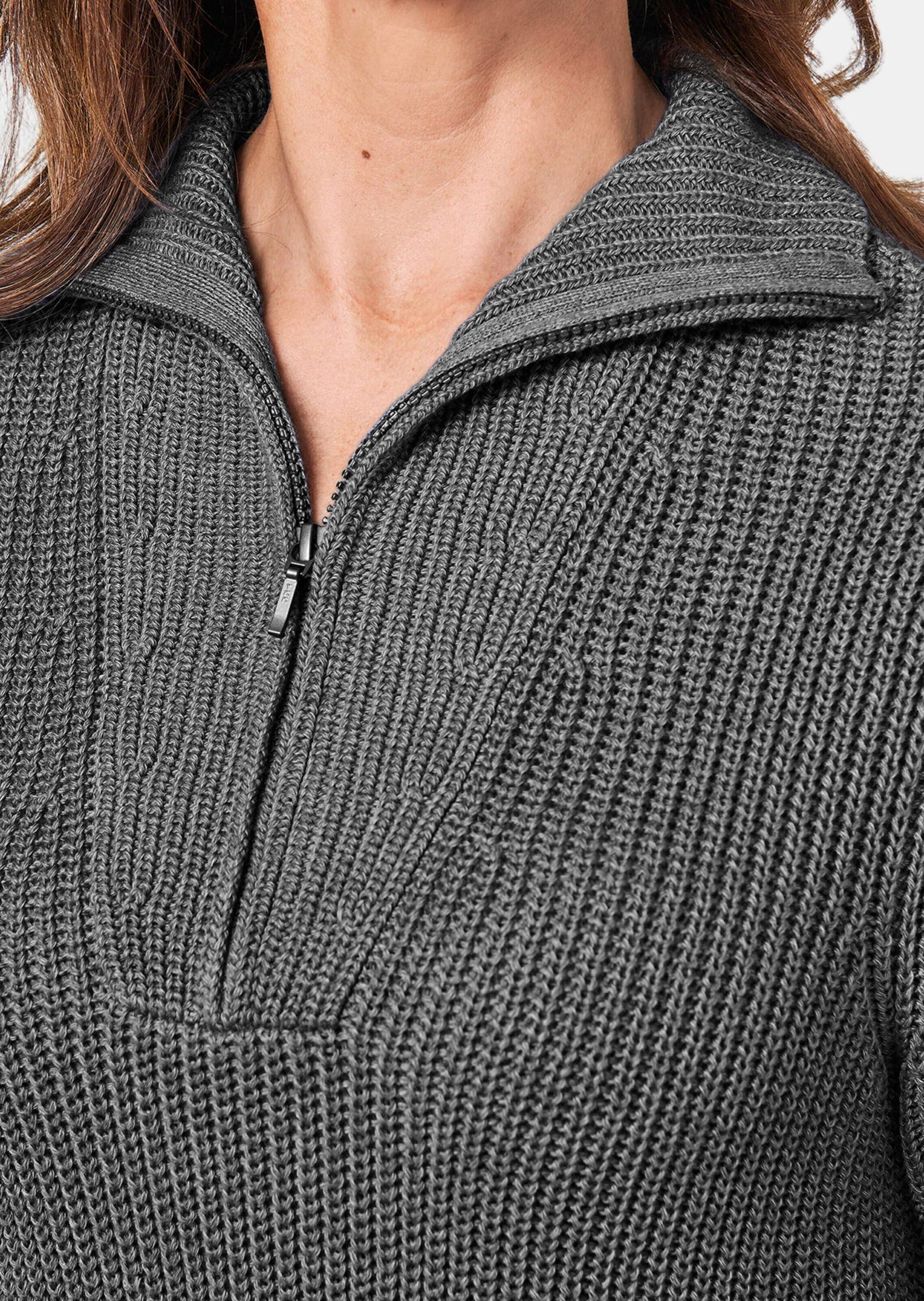 GOLDNER Strickpullover »Pullover Sportiver Troyer mit Baumwollanteil«